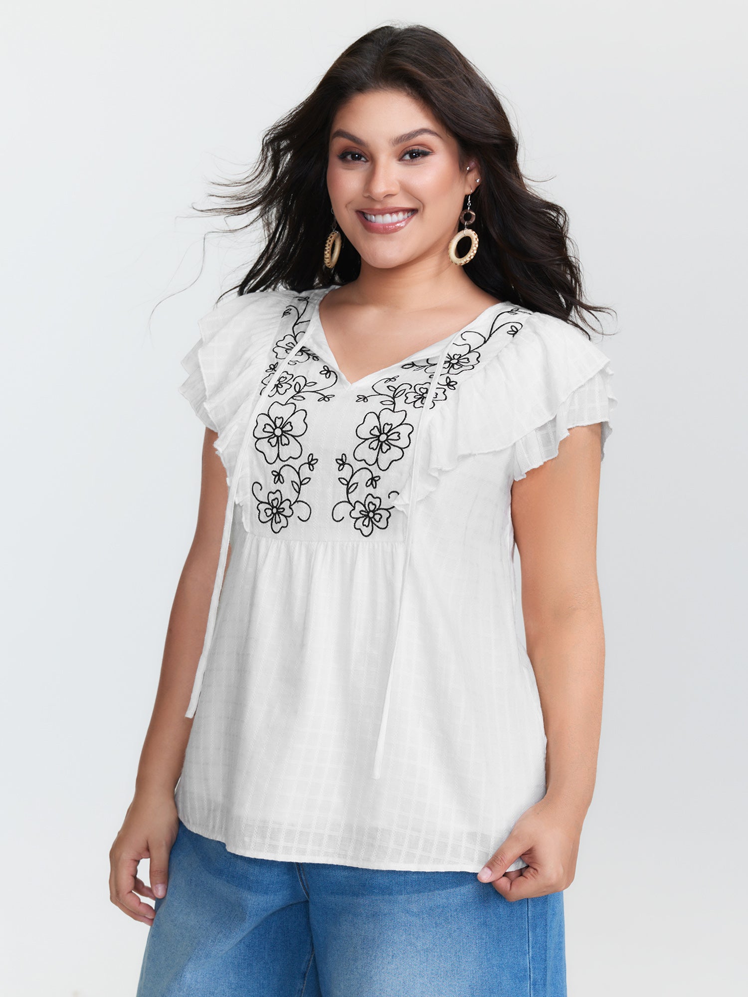 Pure Cotton Embroidered Neckline Blouse