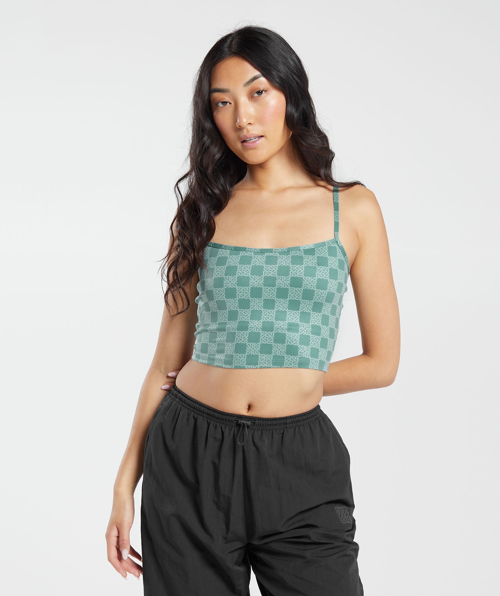 Gymshark Monogram Crop Cami Tank - Frost Teal