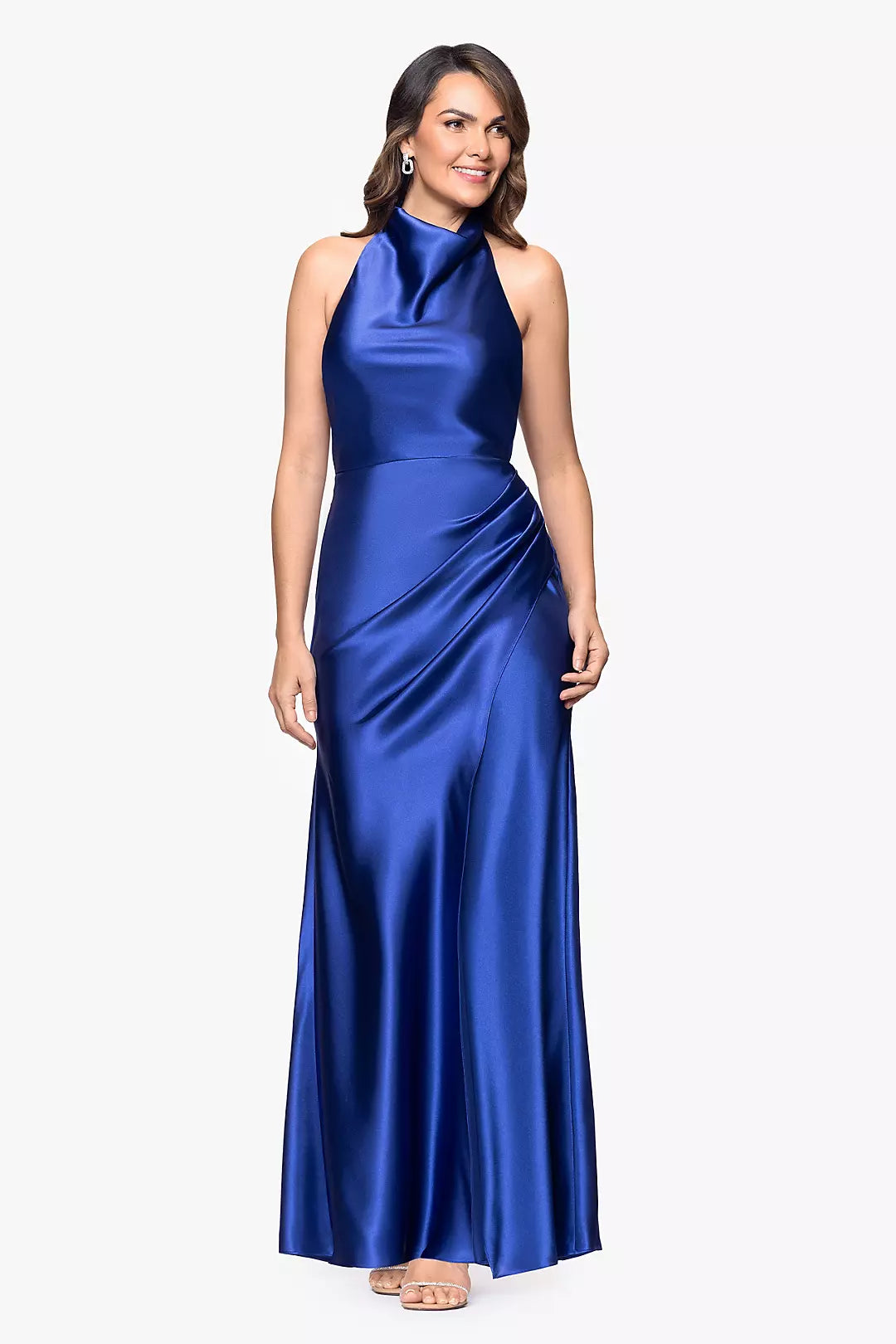 High Neck Charmeuse Halter Sheath Dress