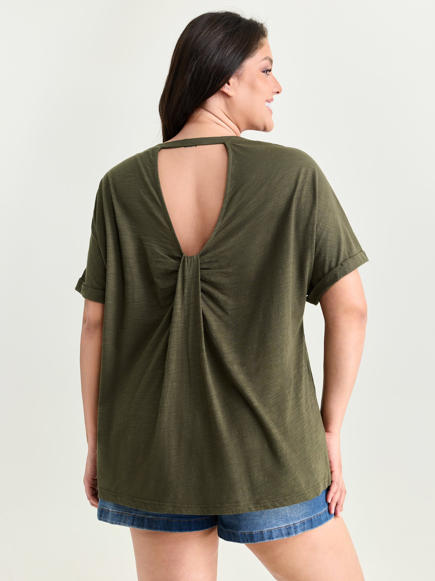 Cotton Open Back Detail T-Shirt