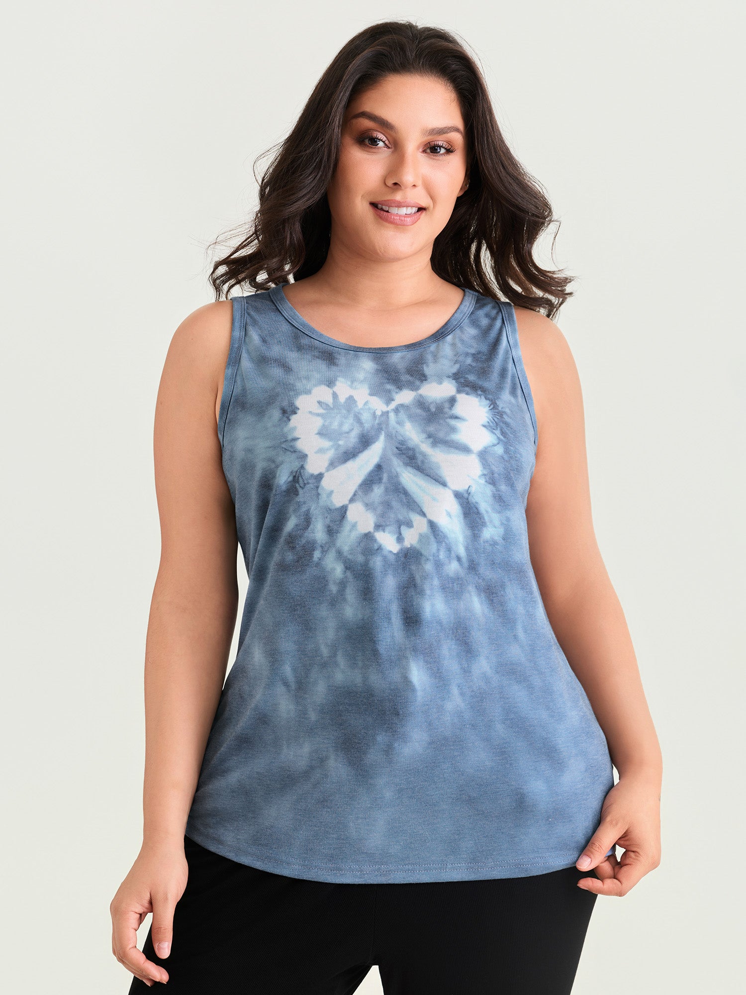 Supersoft Tie-Dye Round Neck Loose Fit Tank Top