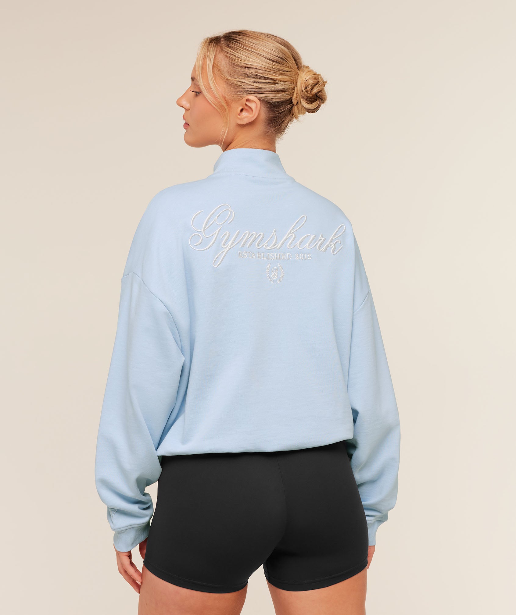 Gymshark Script Embroidery Oversized Zip Through - Chilled Blue