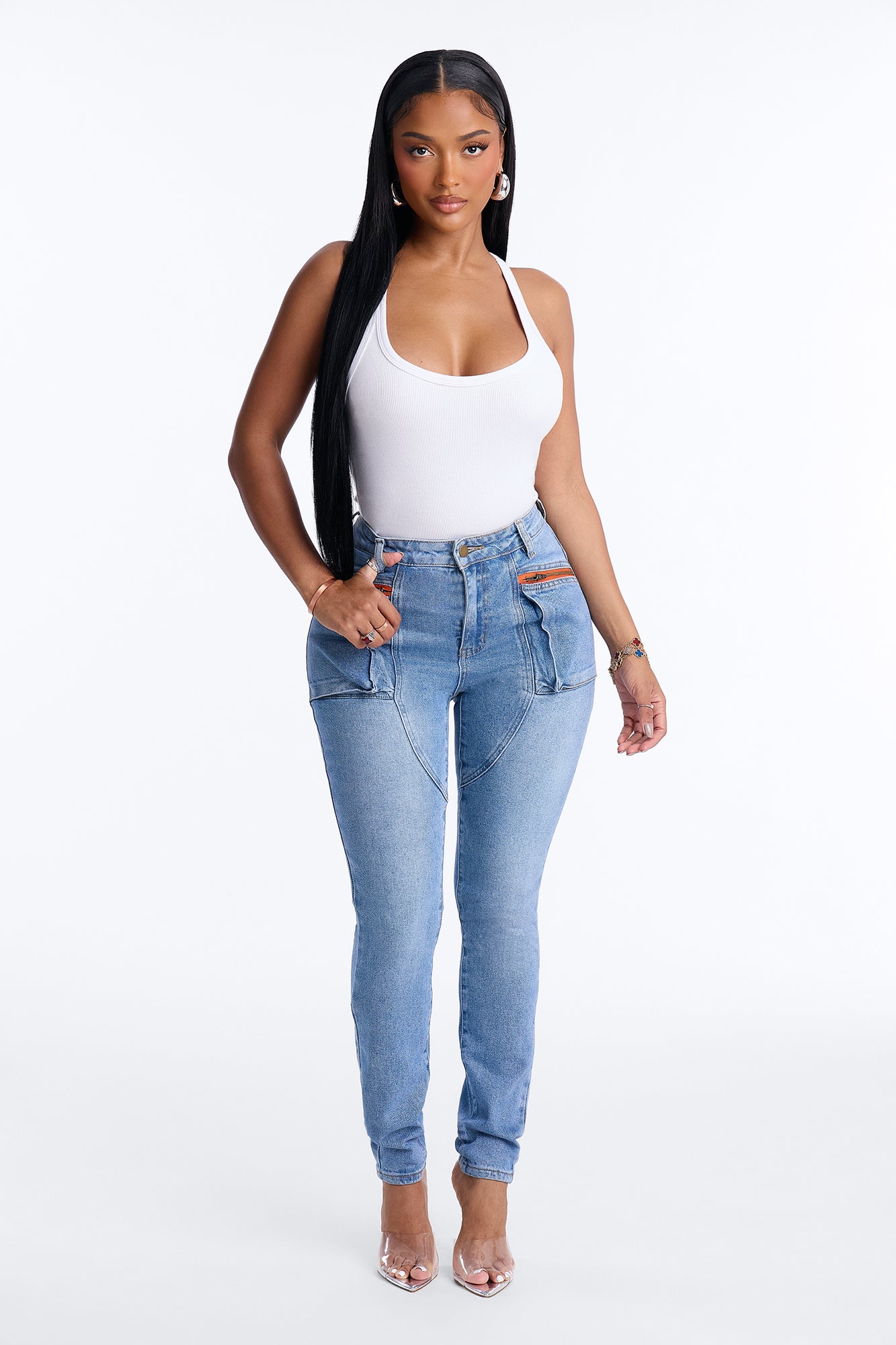 Fuel Up High Rise Skinny Moto Jeans - Light Wash