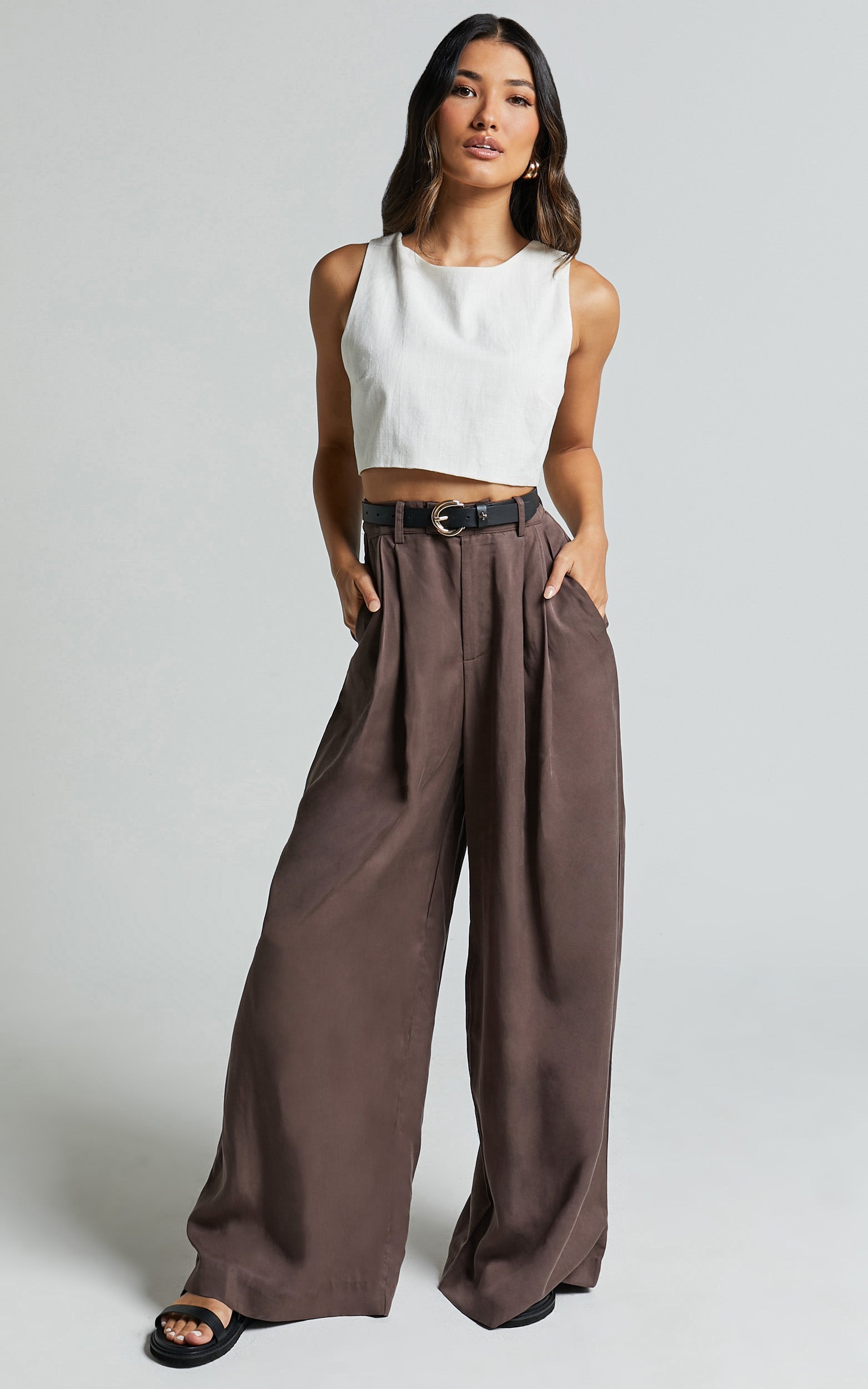 Clarke Pants - High Waist Wide Leg Pants in Slate