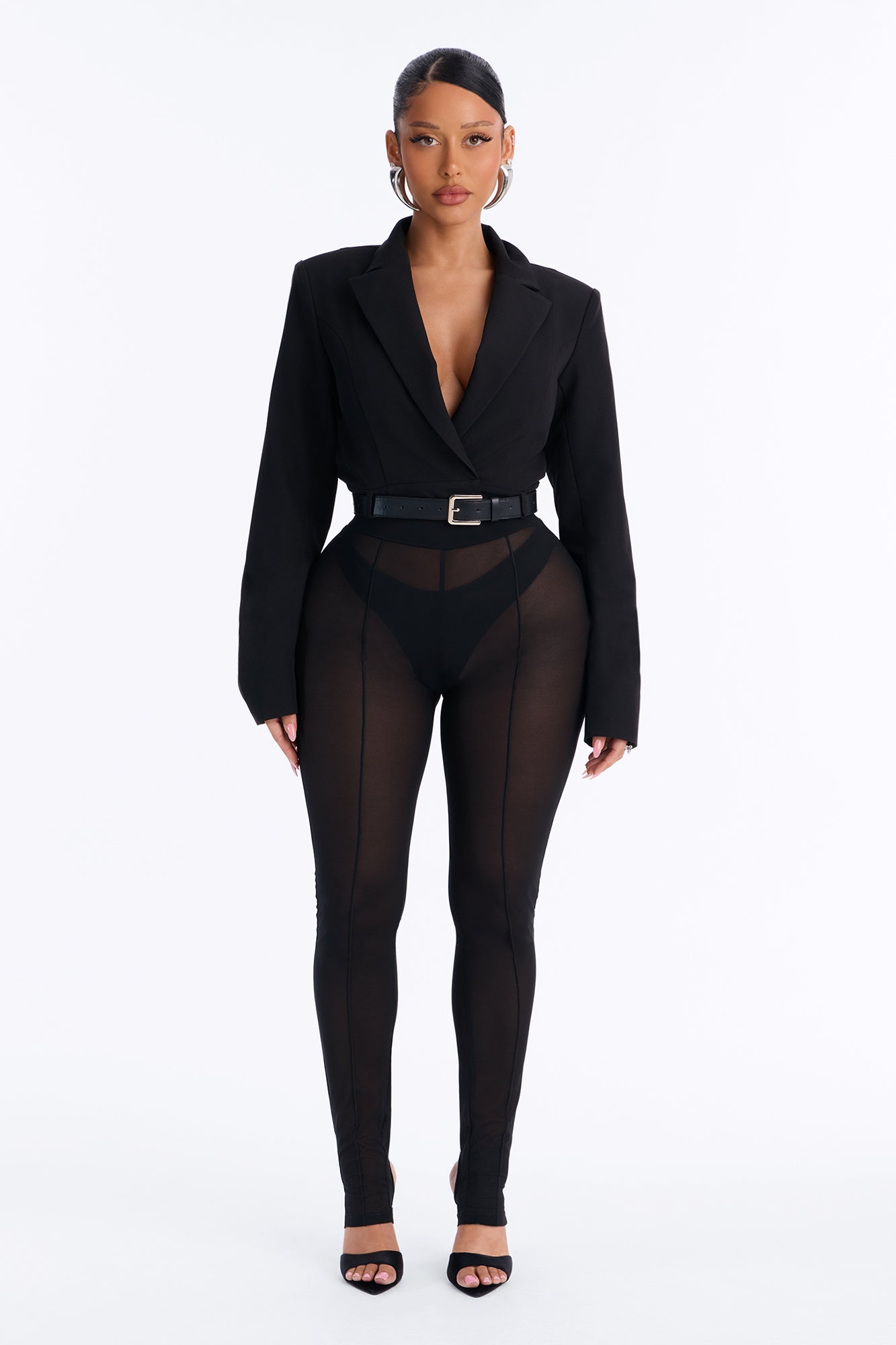 Mabel Power Mesh Ankle Cutout Leggings - Black