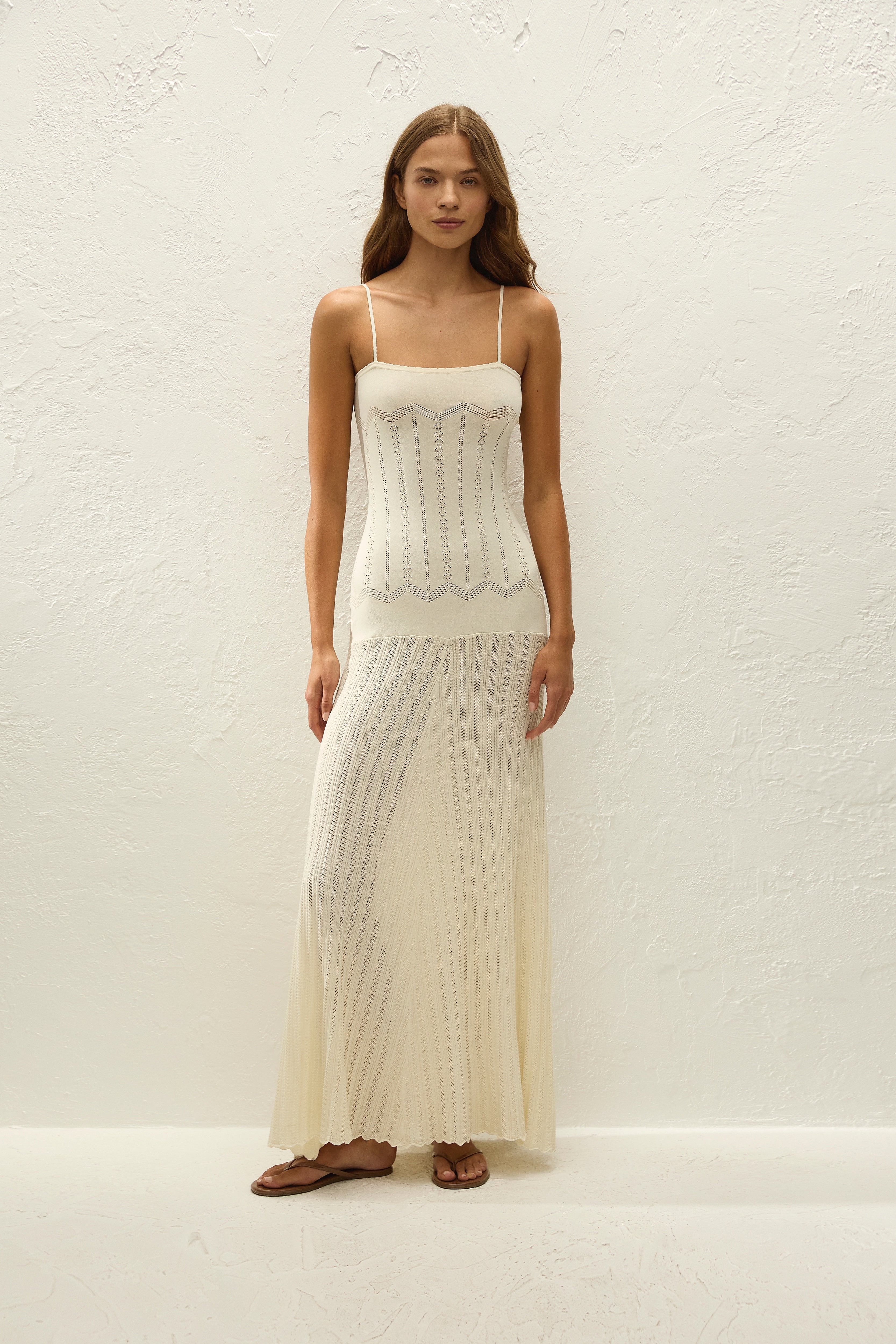 Irene Maxi Dress Maja Pointelle Vintage White