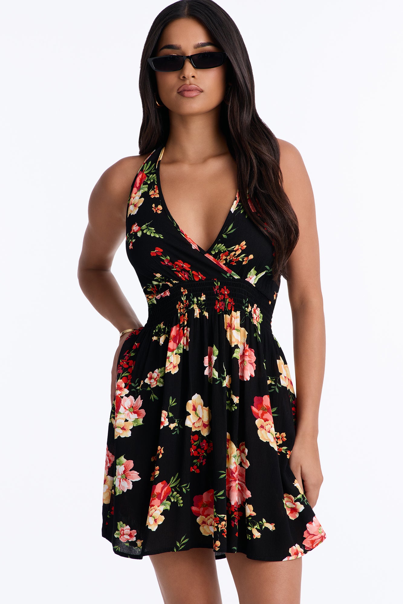 Scarlett Halter Mini Dress - Black/combo