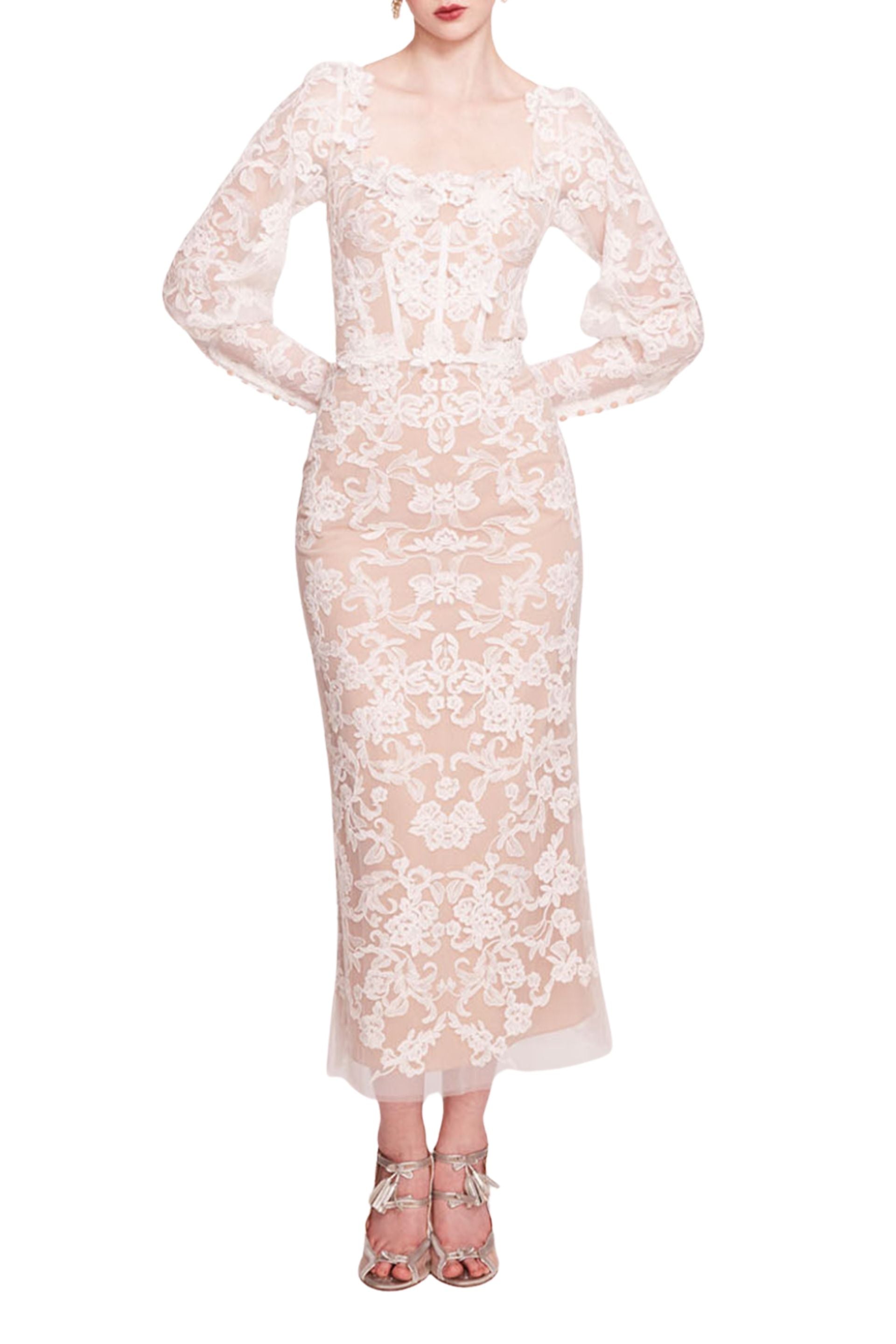 Long Sleeve Corded Midi Dress