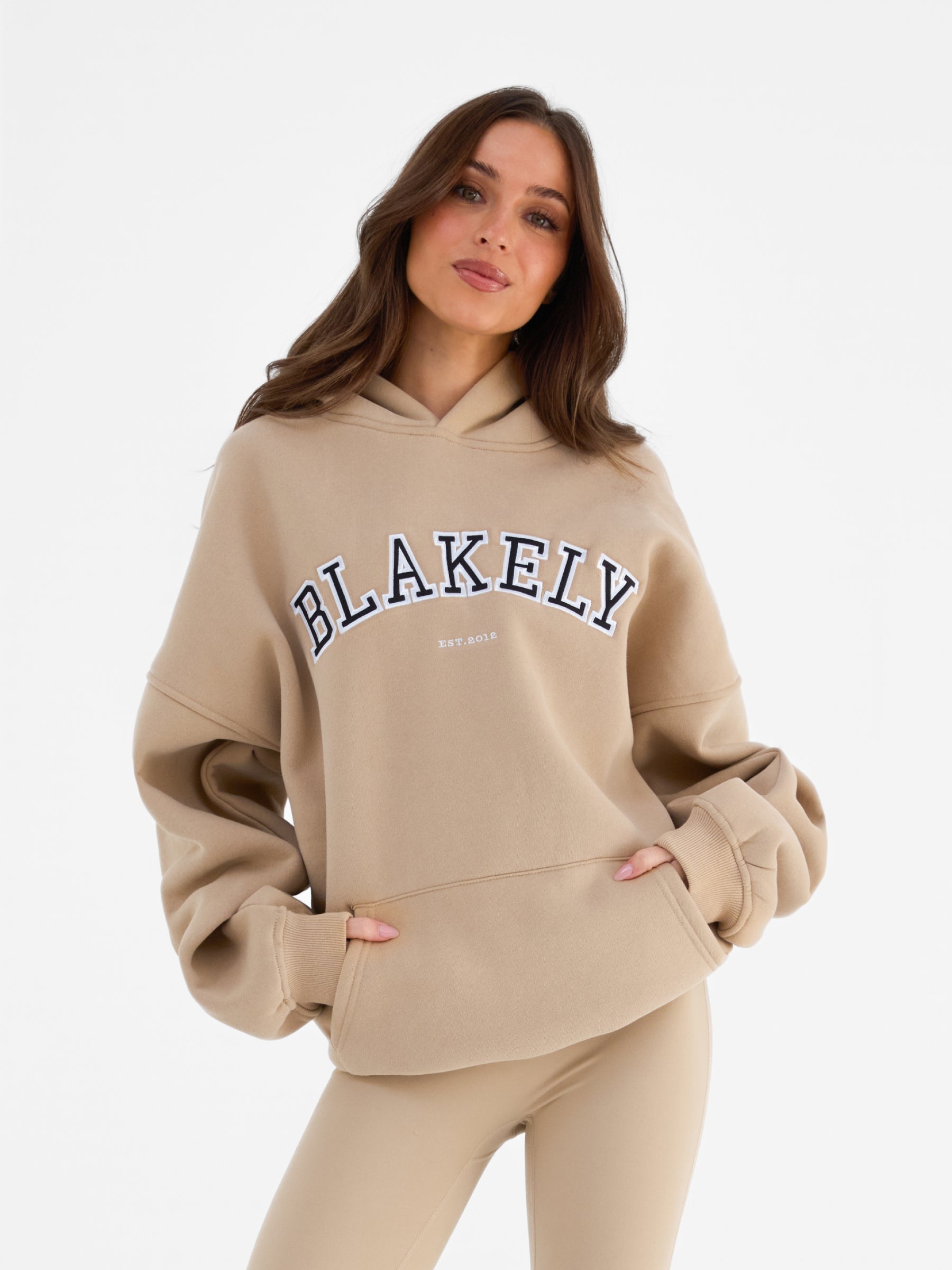 Varsity Oversized Hoodie - Tan