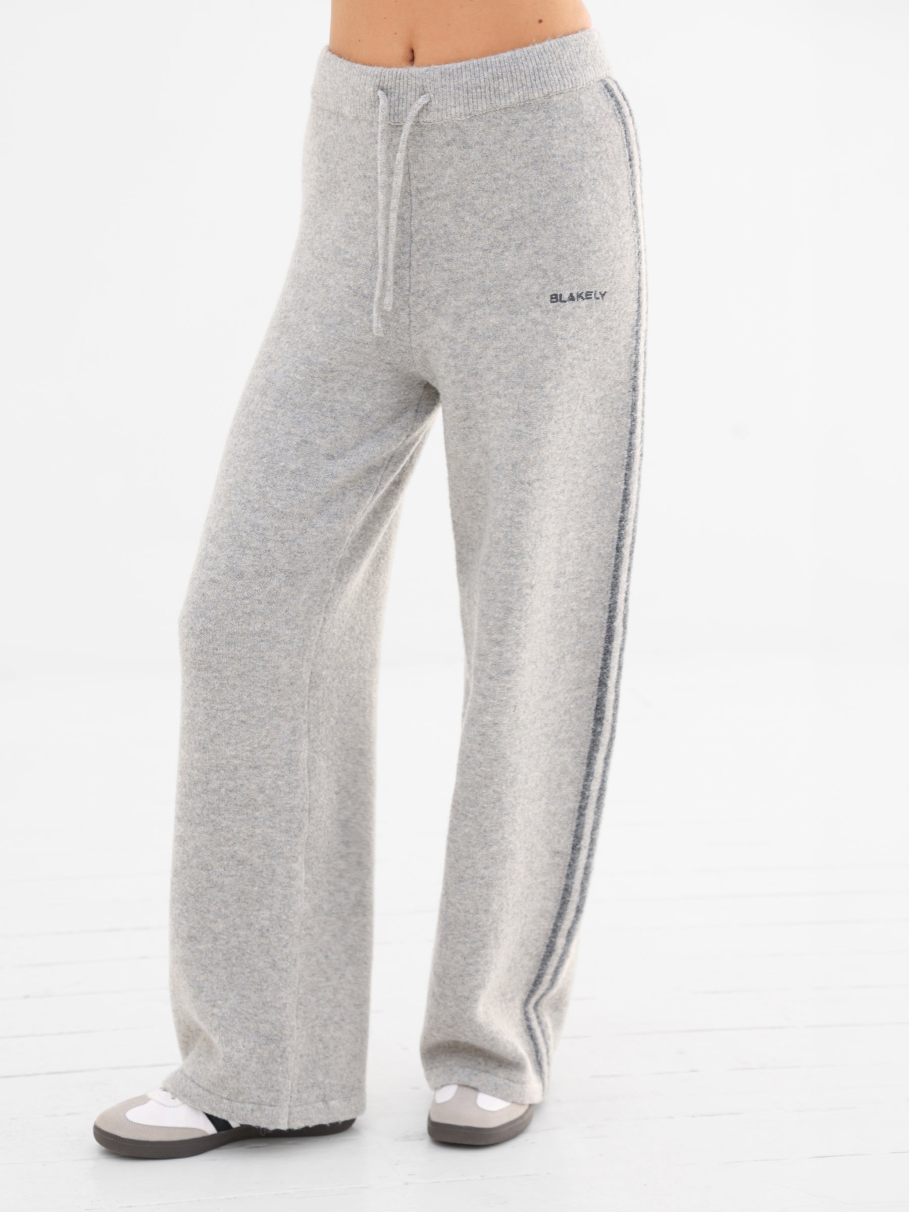 Naya Striped Knitted Trousers - Marl Grey