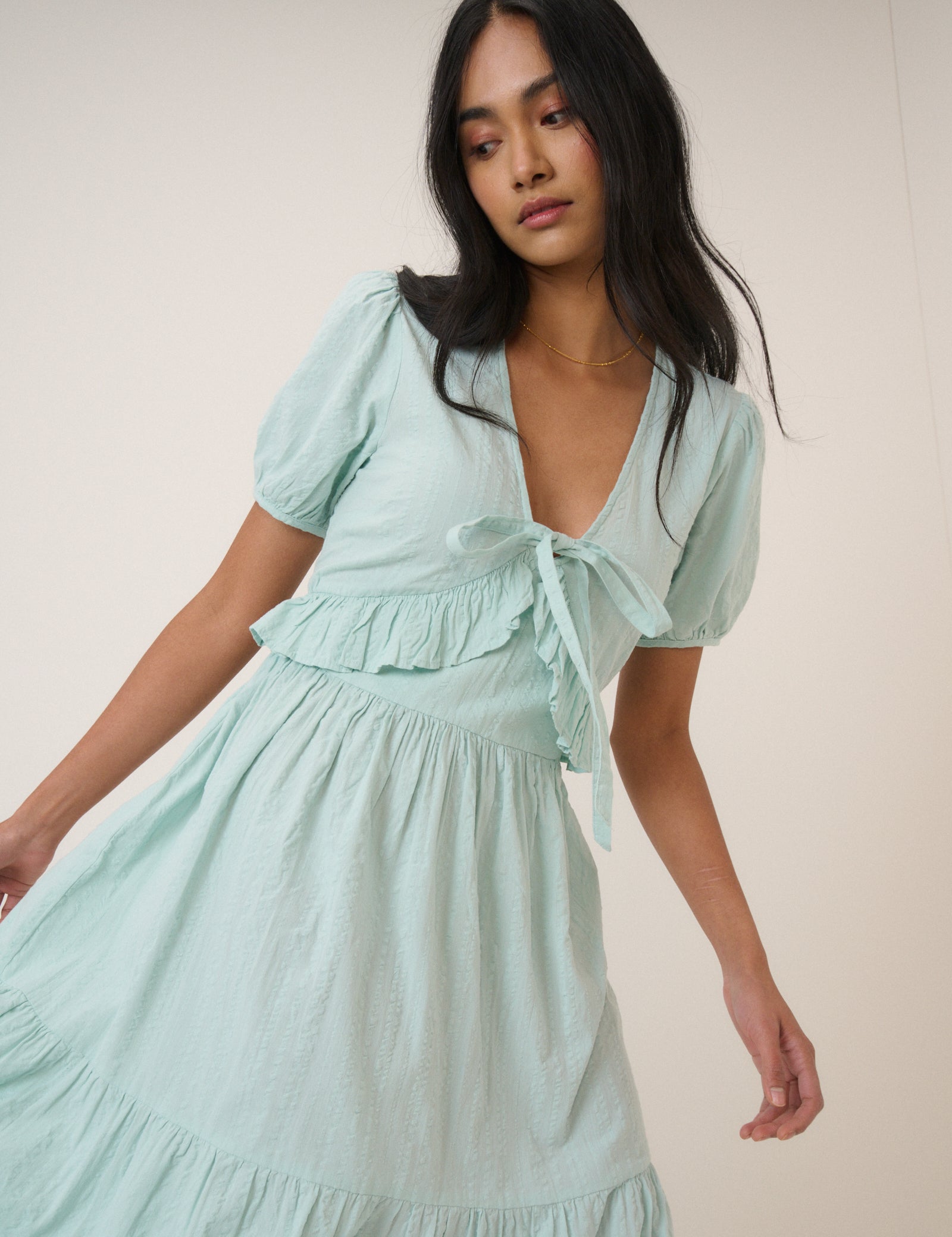 Mint Green Tiered Katie Midi Dress