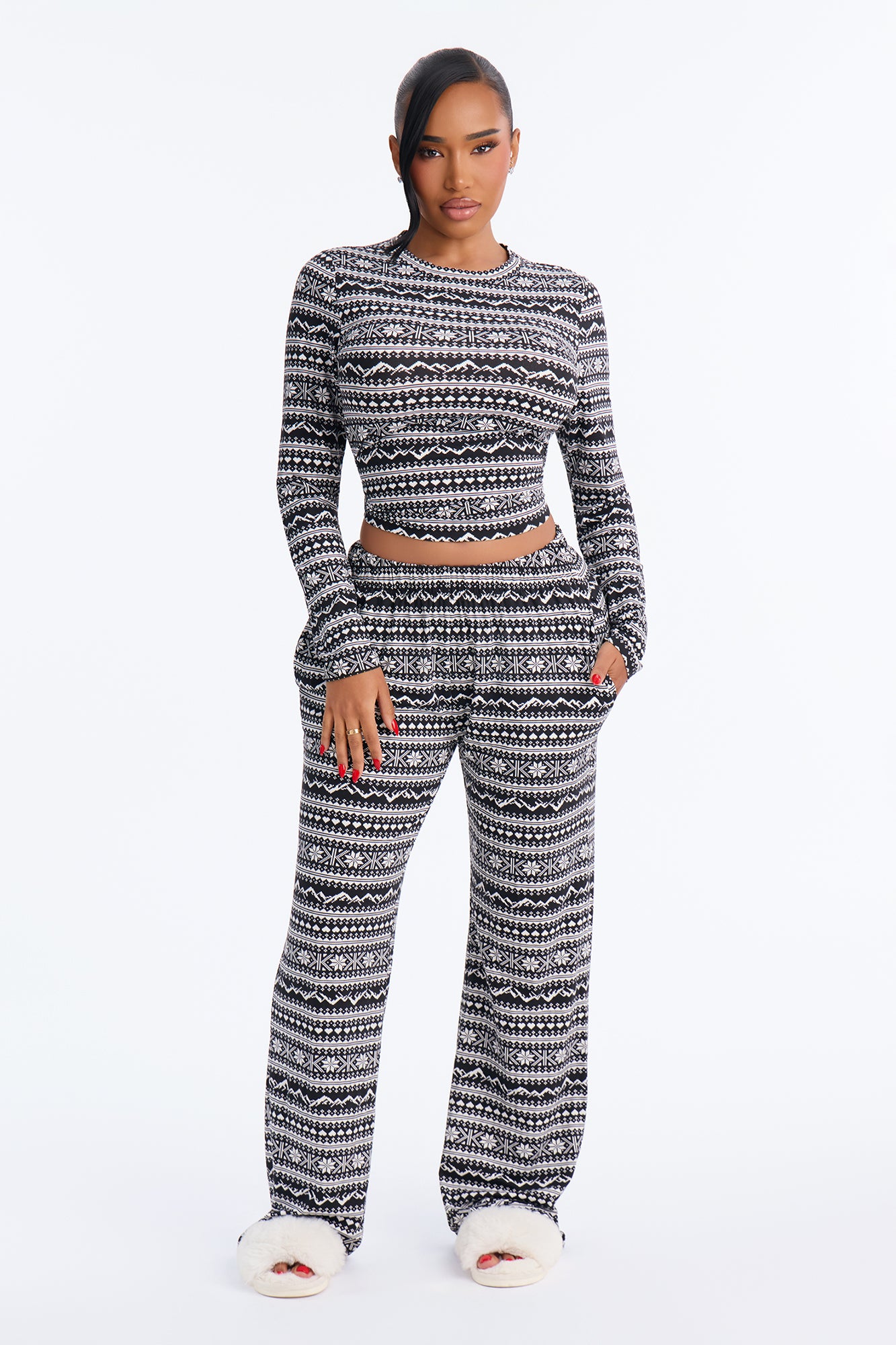 Snowy Night In PJ Pant Set - Black