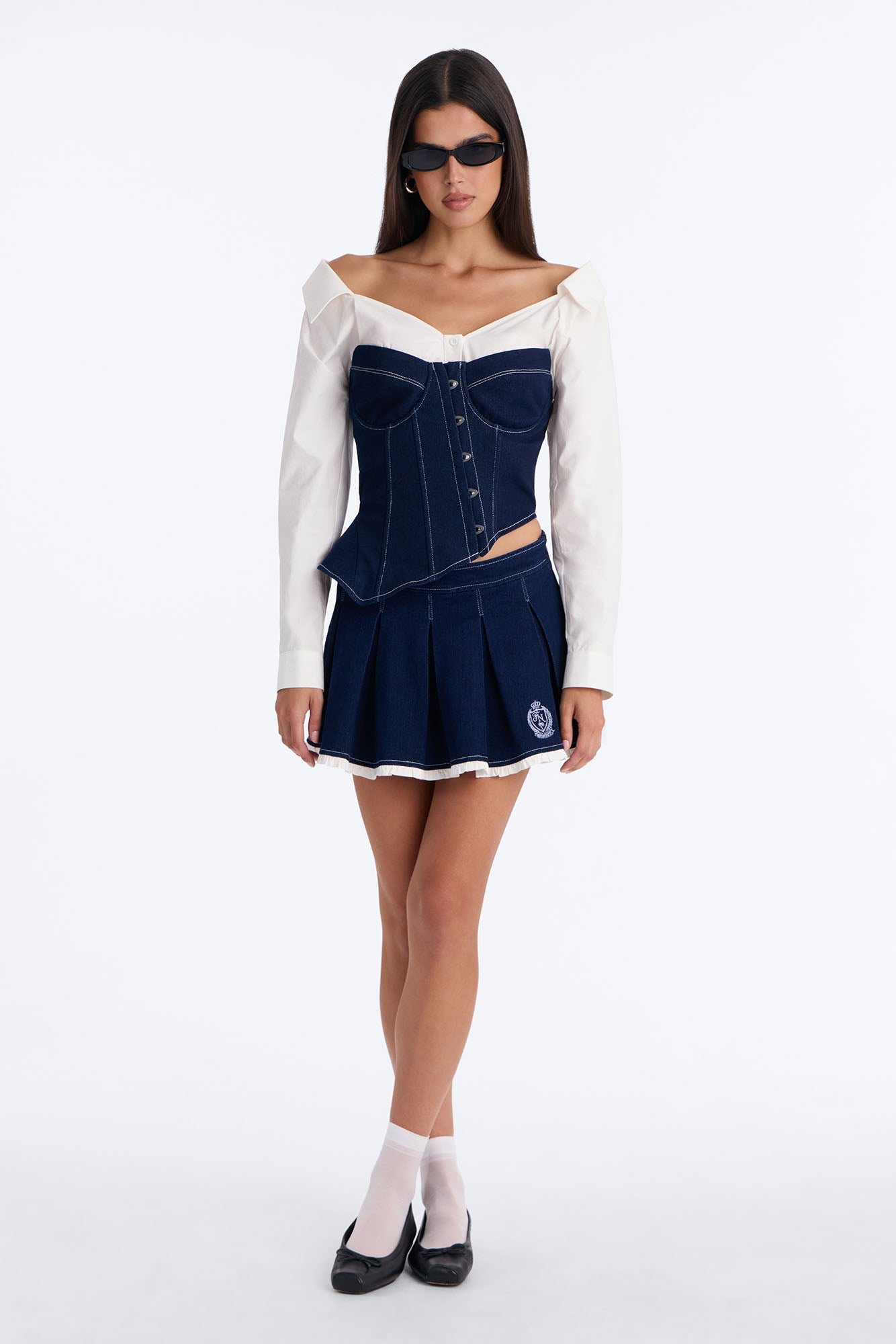 Prep Society Denim Mini Skort - Dark Wash