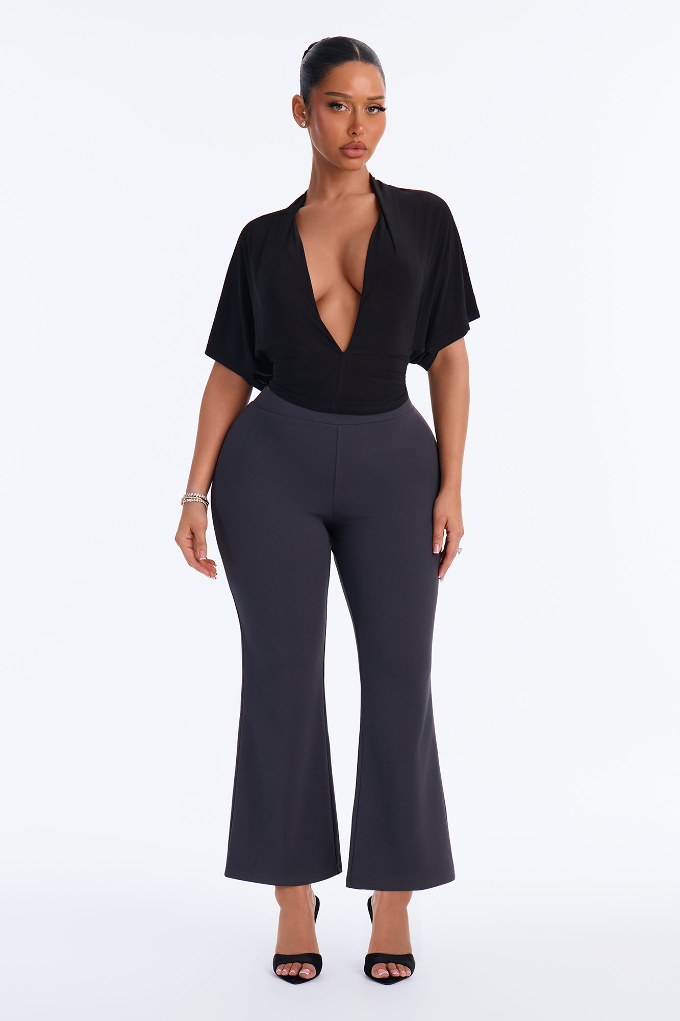 Alexis Above Ankle Kick Flare Pant - Charcoal