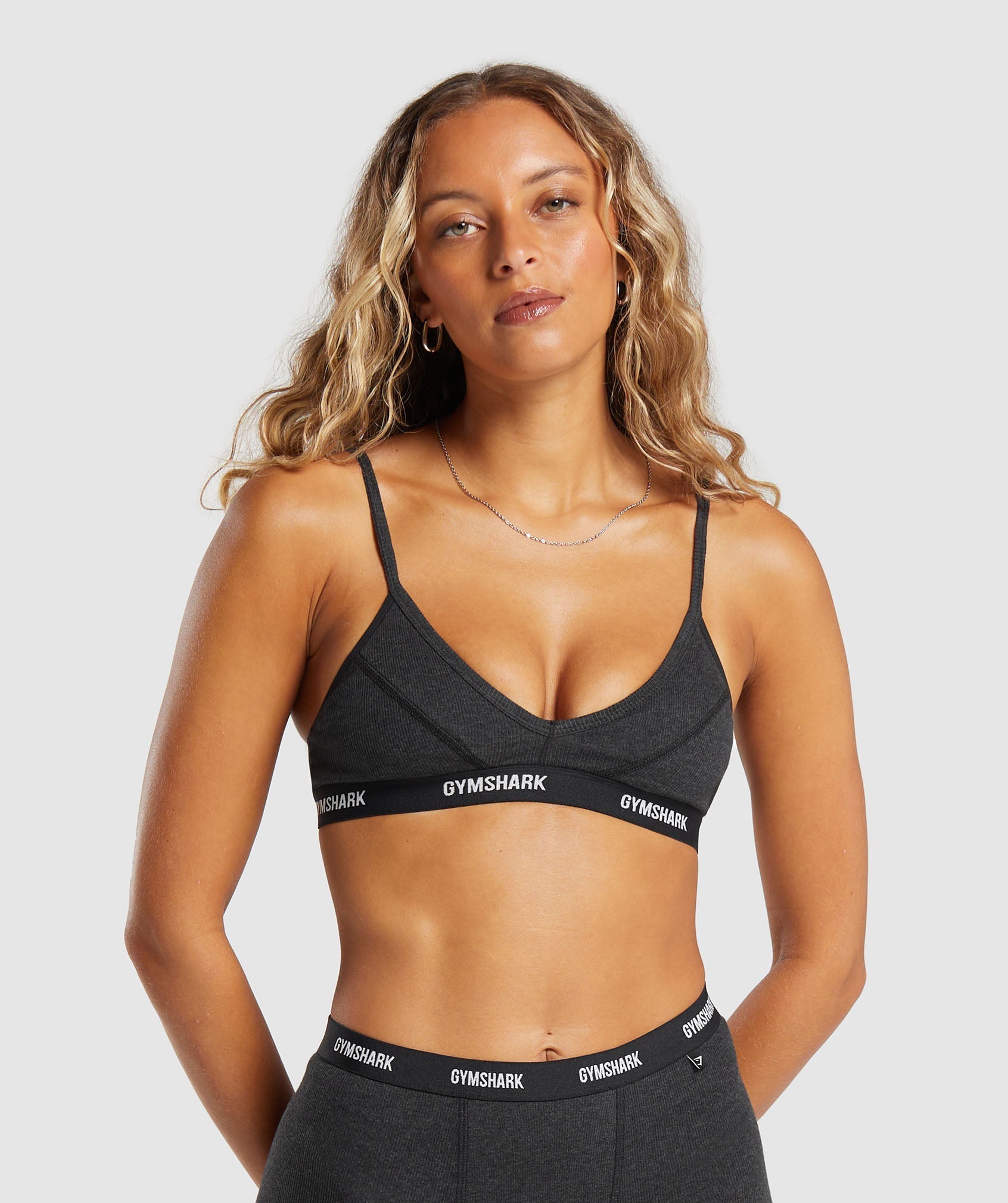 Gymshark Rib Bralette - Bros Midnight Black Marl