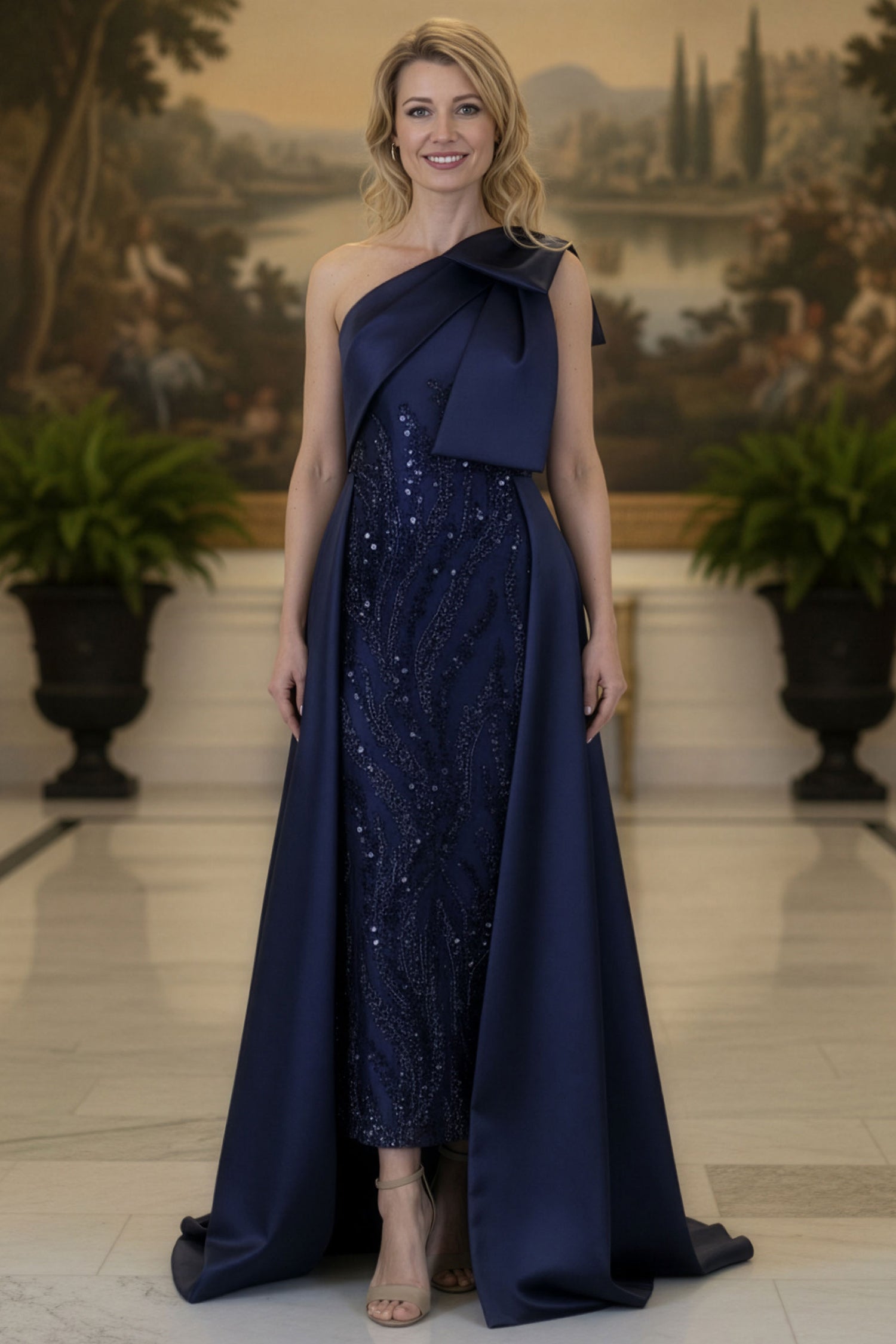 MGNY By Mori Lee 2070063 - Column Beaded Sequin Evening Gown