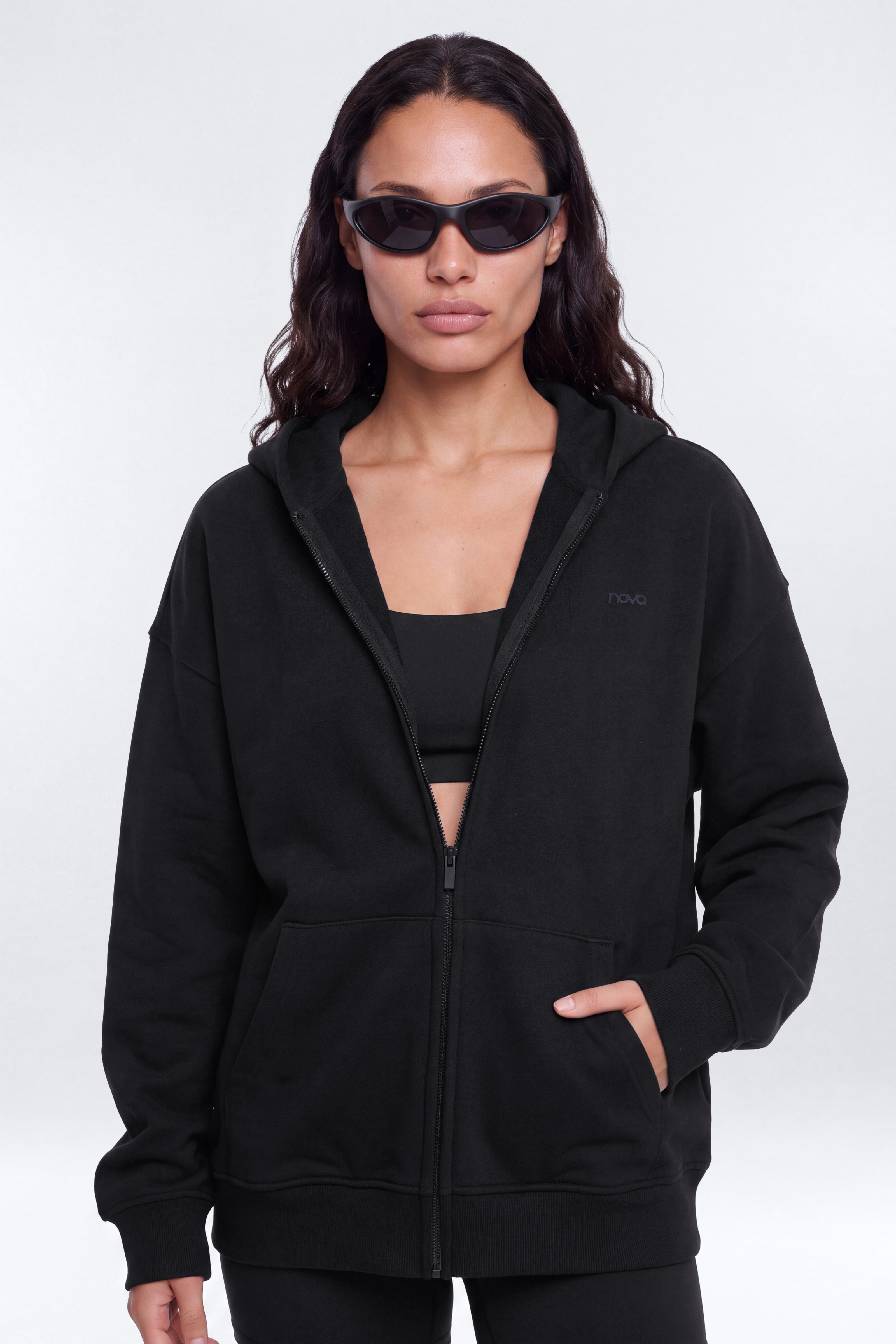CoreFleece Essential Full Zip Hoodie - Rich Black