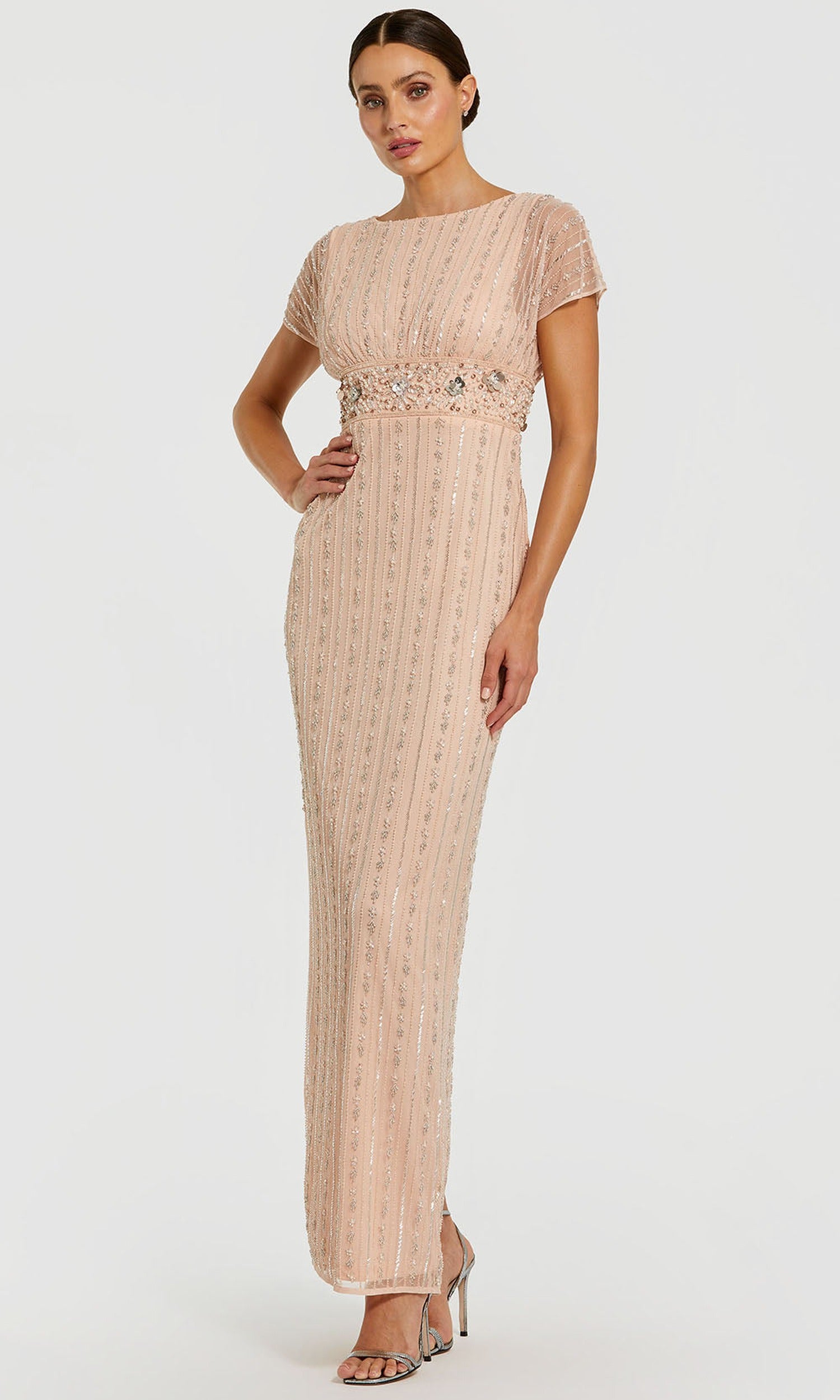 Mac Duggal 94147 - Beaded Empire Waist Column Evening Dress