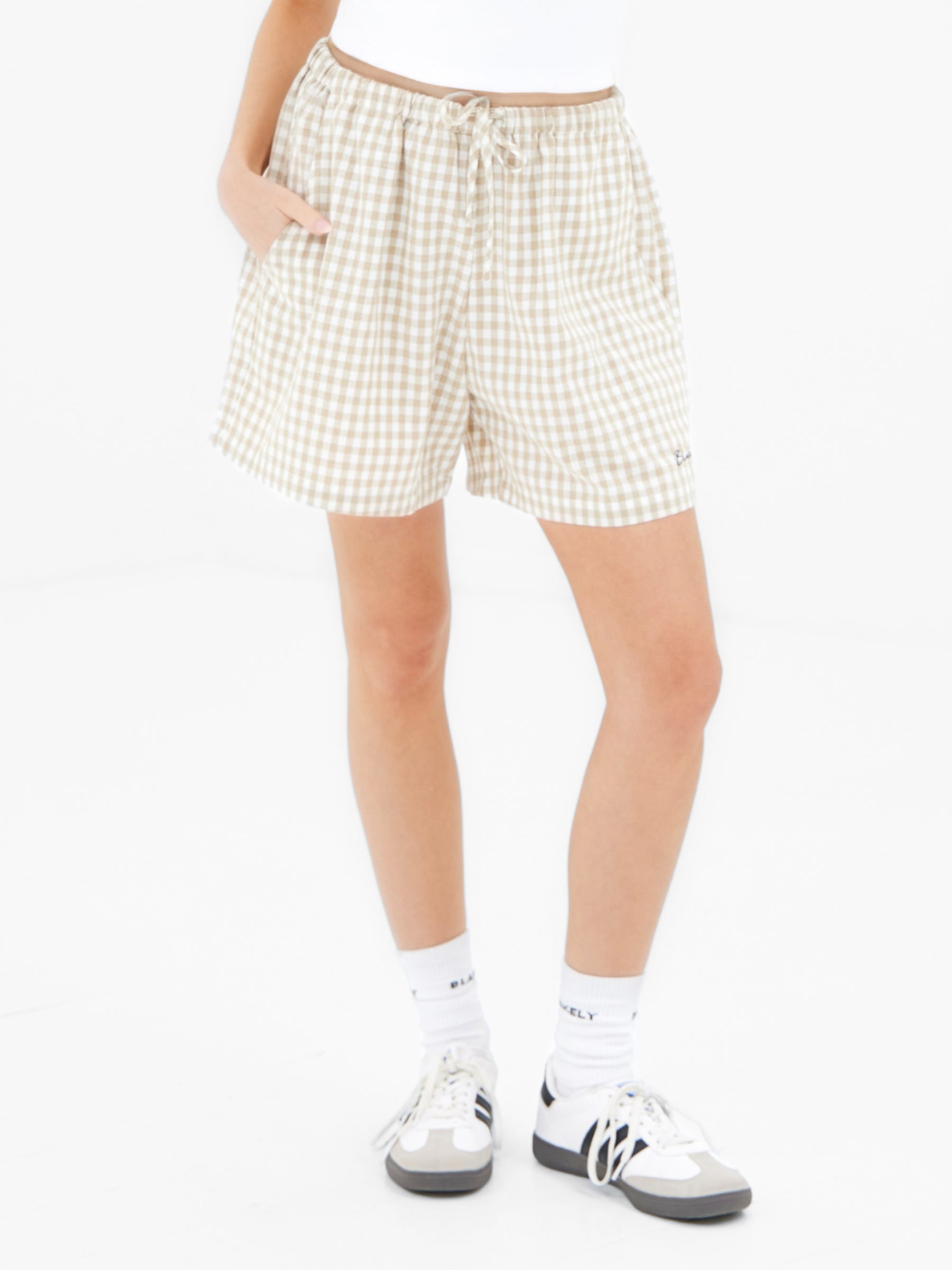 Lottie Gingham Shorts - Tan