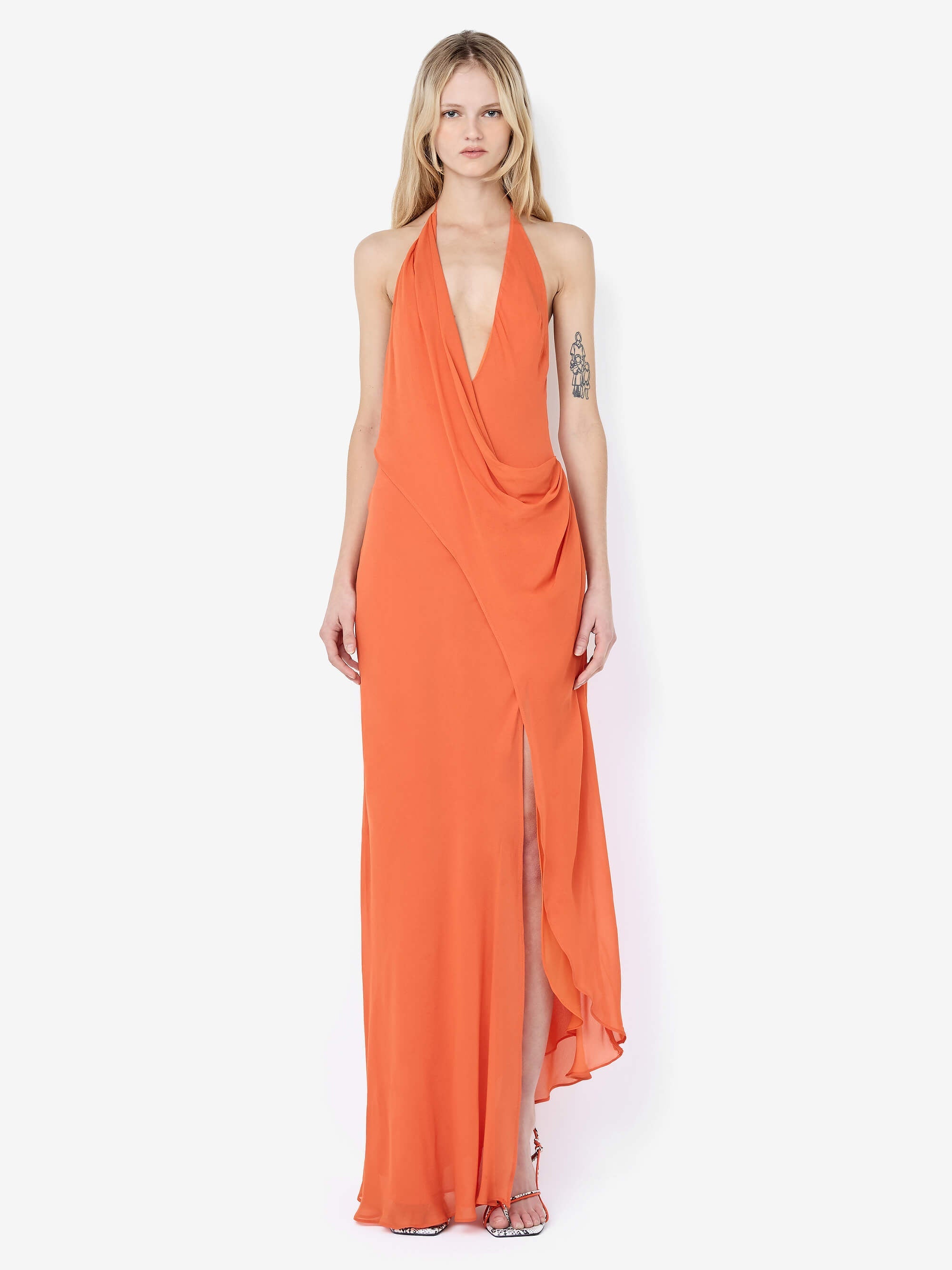 SABRINA DRAPE MAXI DRESS - PERSIMMON