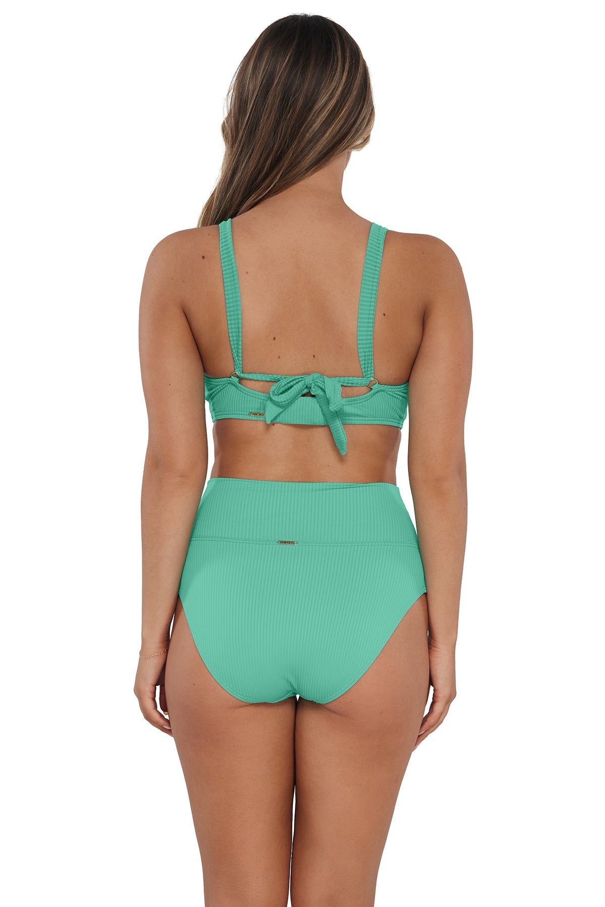 Sunsets Aqua Mist Sandbar Rib Hannah High Waist Bottom