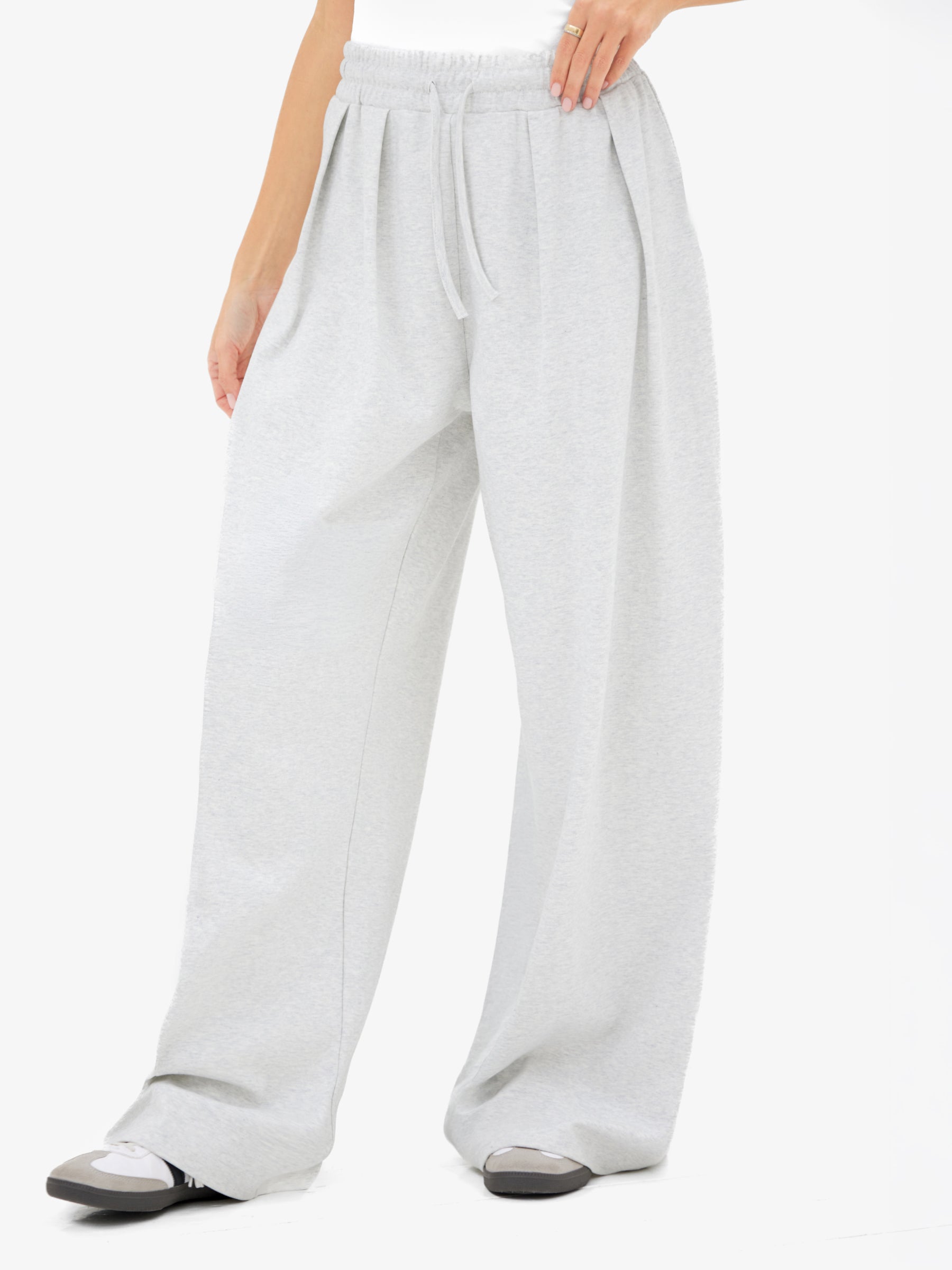 Cleo Wide Leg Trousers - Marl Grey