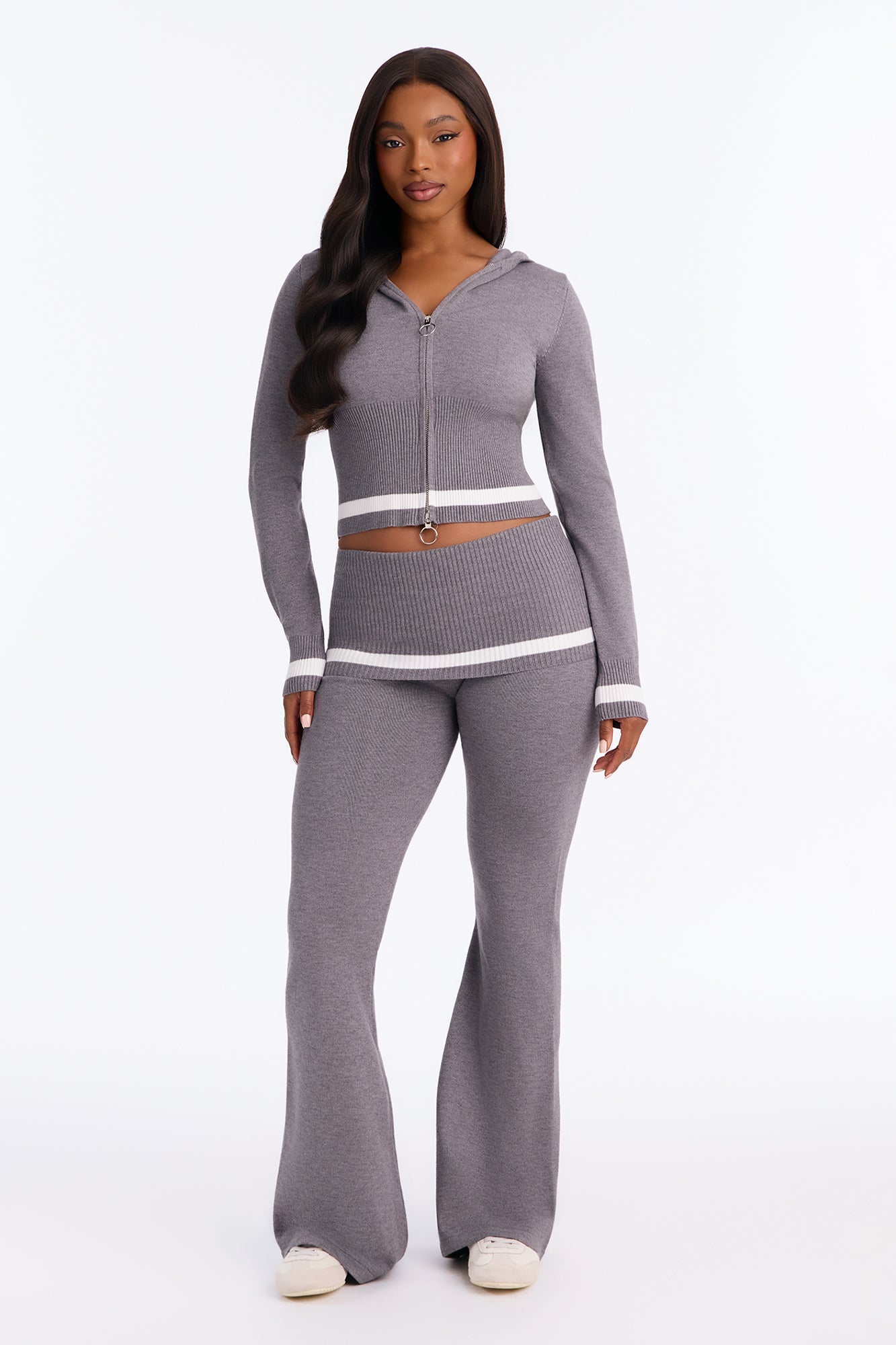Ellie Sweater Foldover Pant Set - Grey