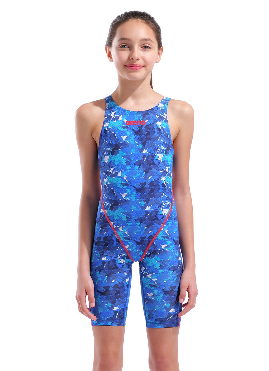 Arena Girls' Powerskin Splash Multicolors ST Next LE Open Back Tech Suit Swimsuit