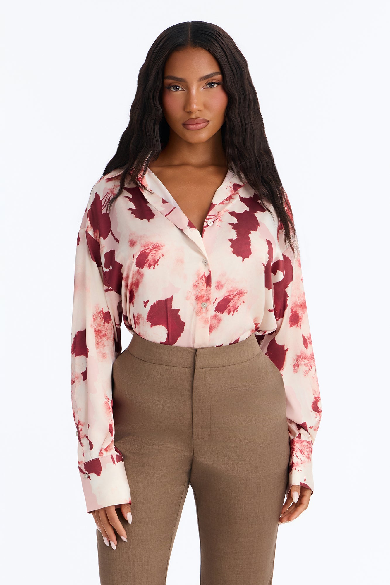 Floral Devotion Satin Shirt - Pink/combo
