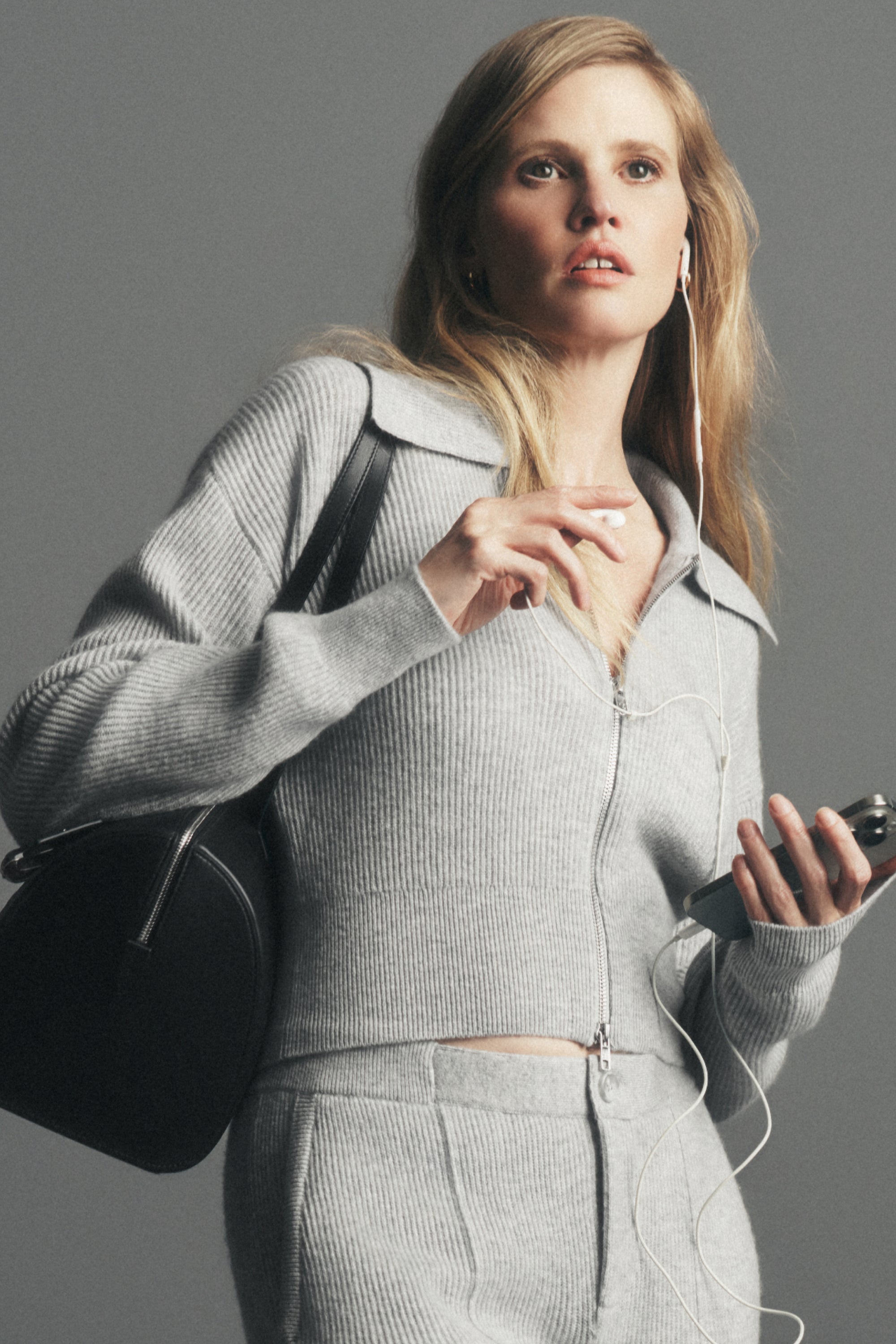 Cashmere Wool Harmony Full Zip Jacket - Athletic Heather Grey