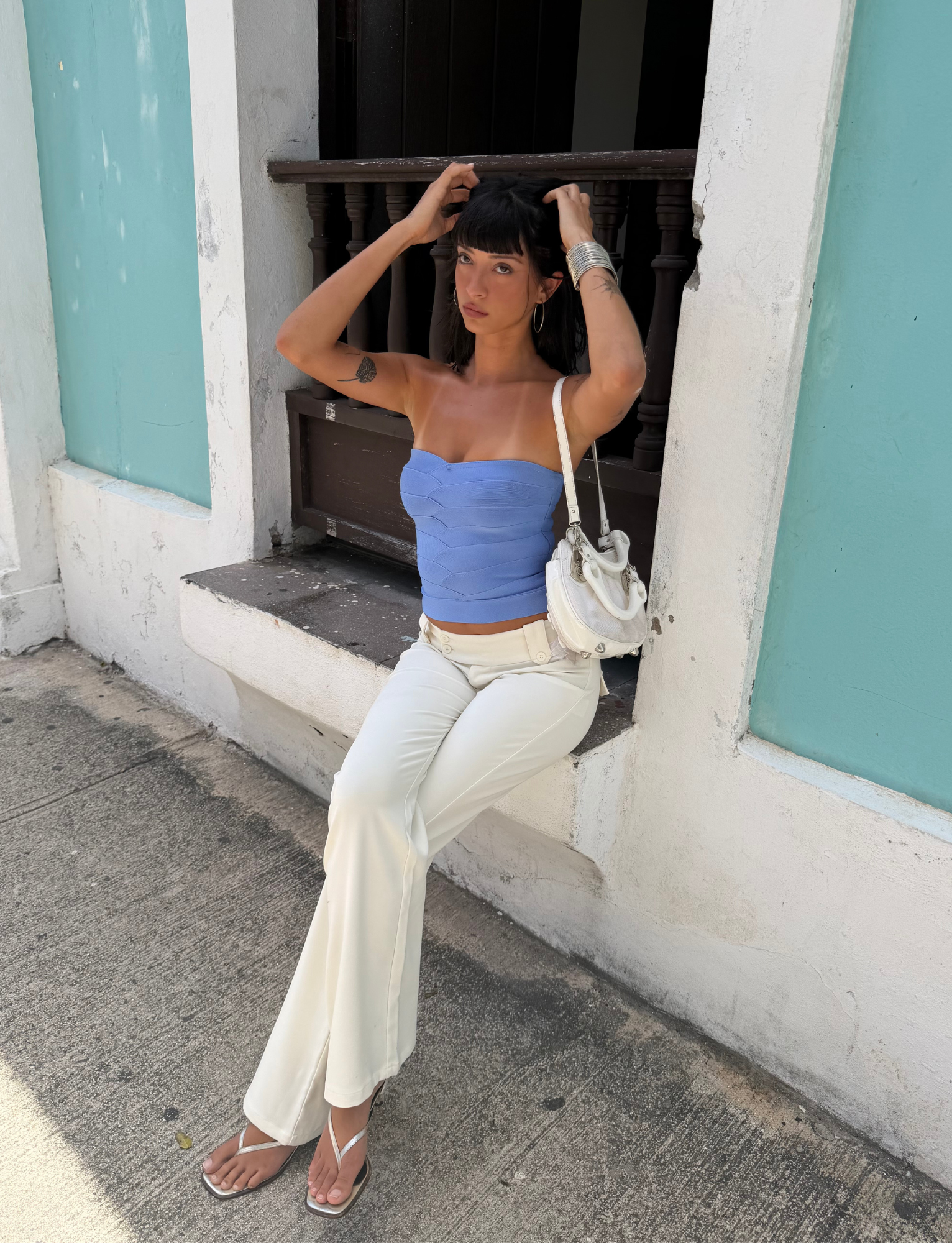 NIYA BANDAGE TOP - CORNFLOWER BLUE
