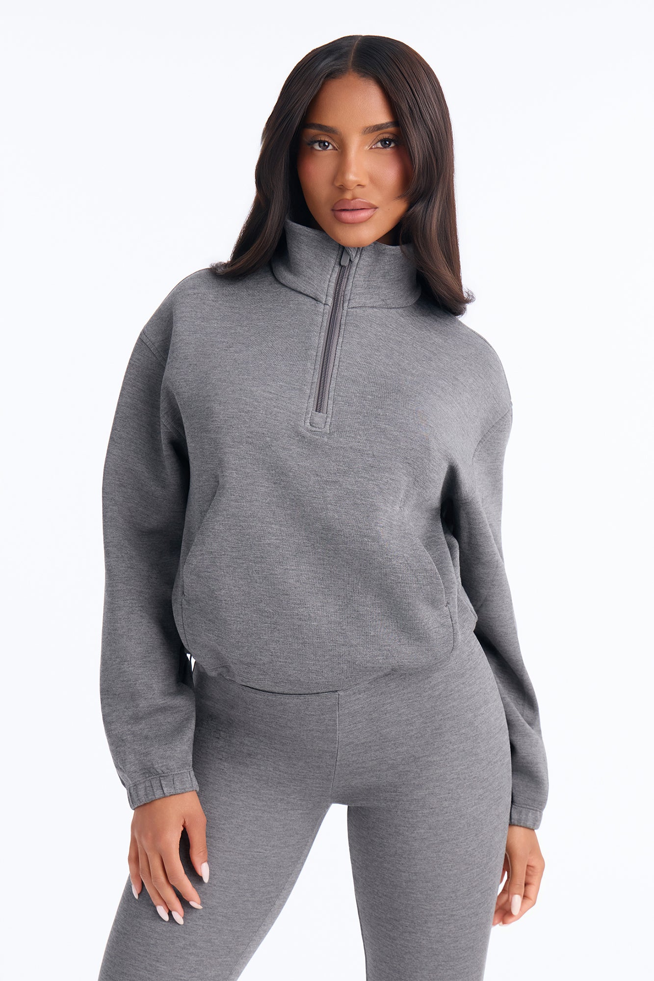 Bella Scuba Lounge Quarter Zip Sweatshirt - Dark Grey