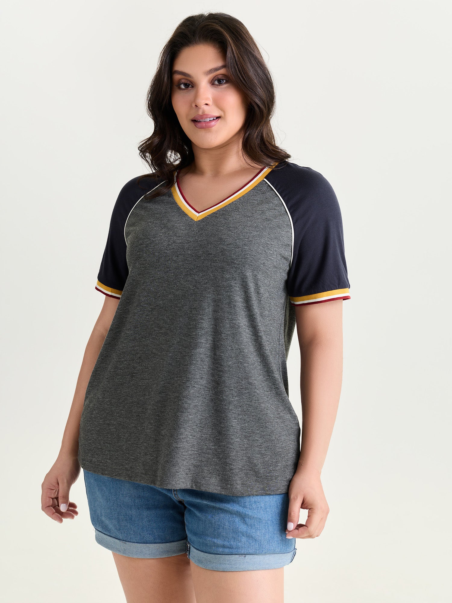 Supersoft Color Contrast Raglan Sleeve T-Shirt