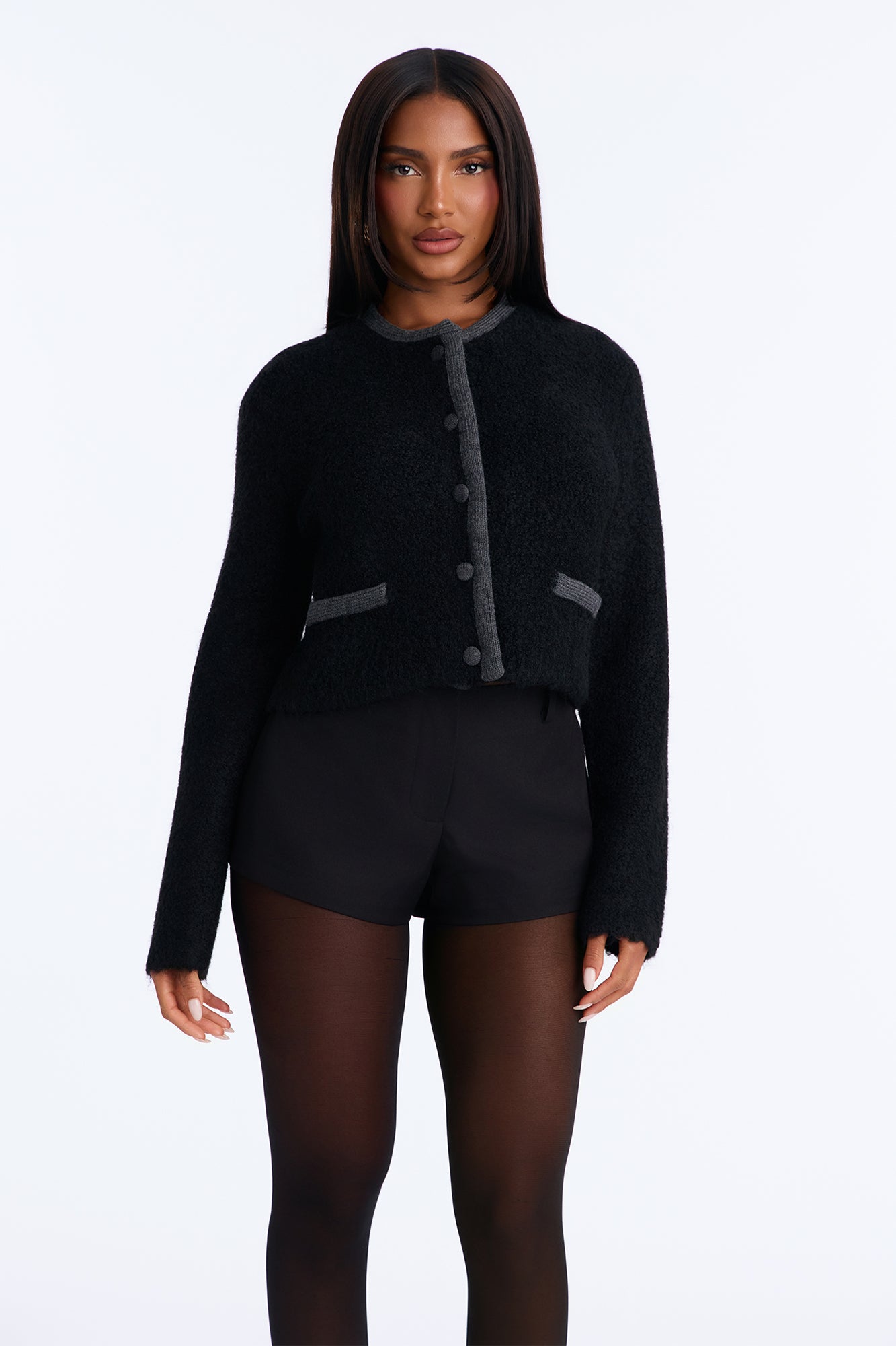 Kristie Fuzzy Cardigan - Black