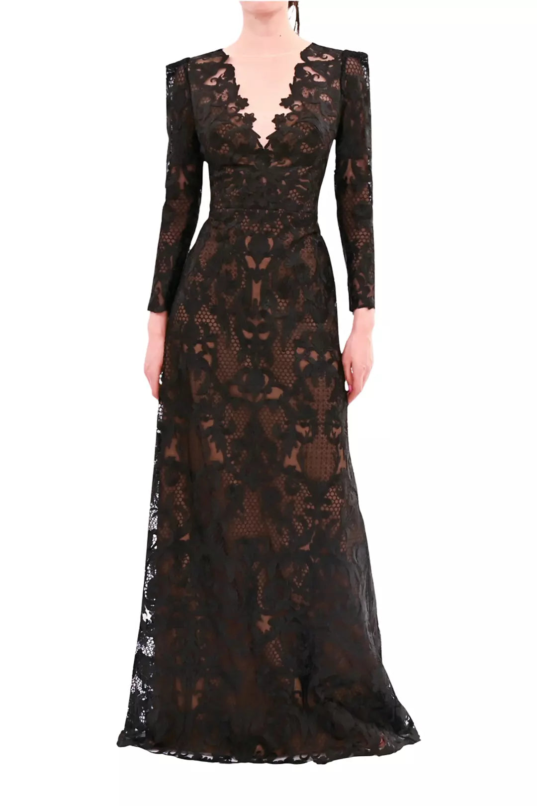 Nocturnes Long Sleeve Lace Gown