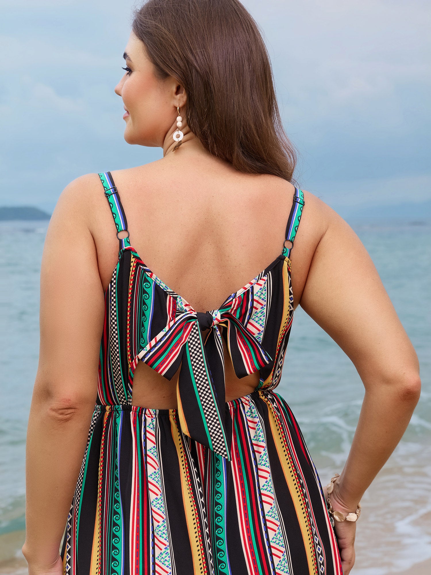 Multicolor Boho Stripe Strap Maxi Dress