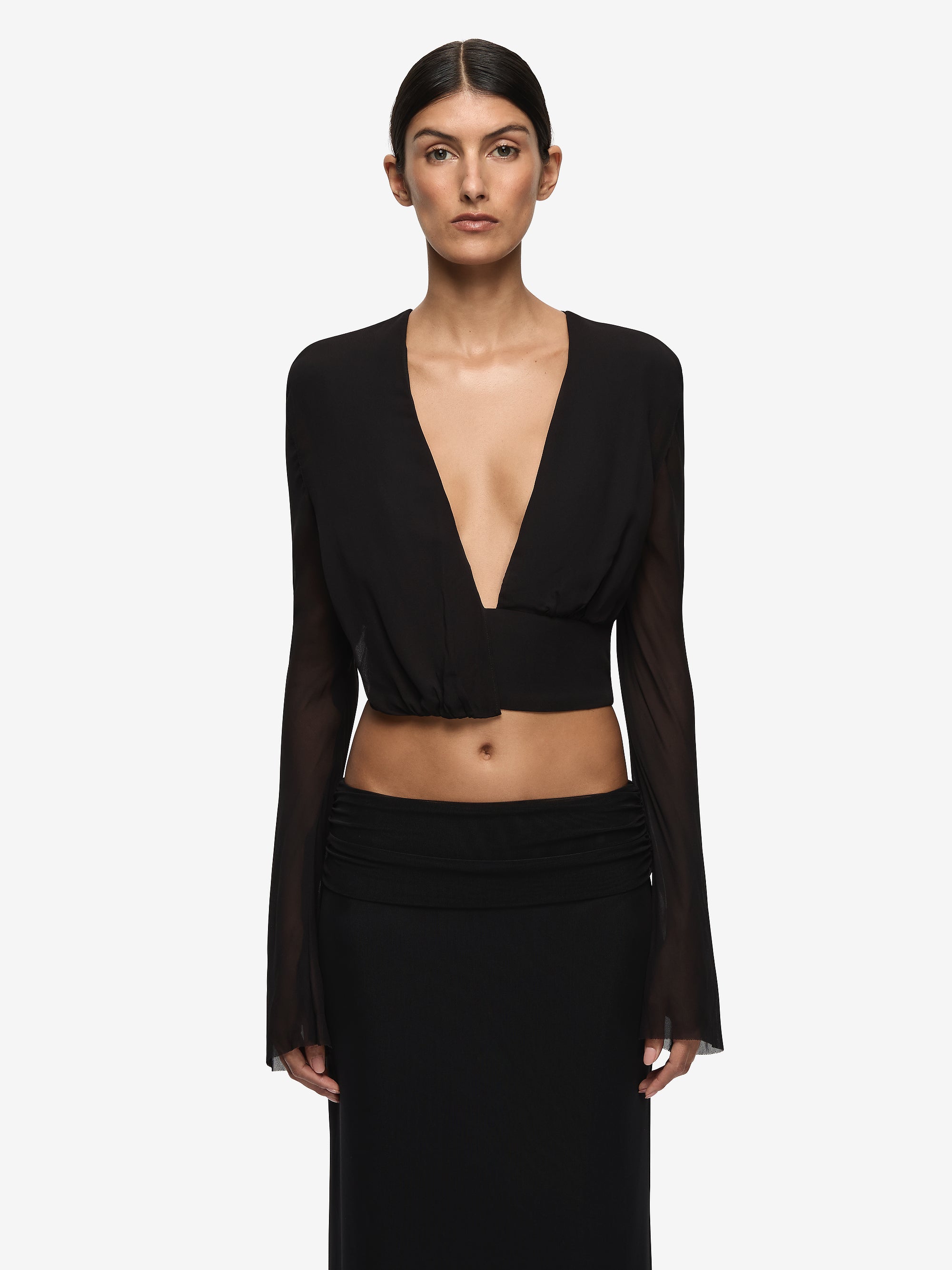 ISABELLA LONG SLEEVE TOP - BLACK