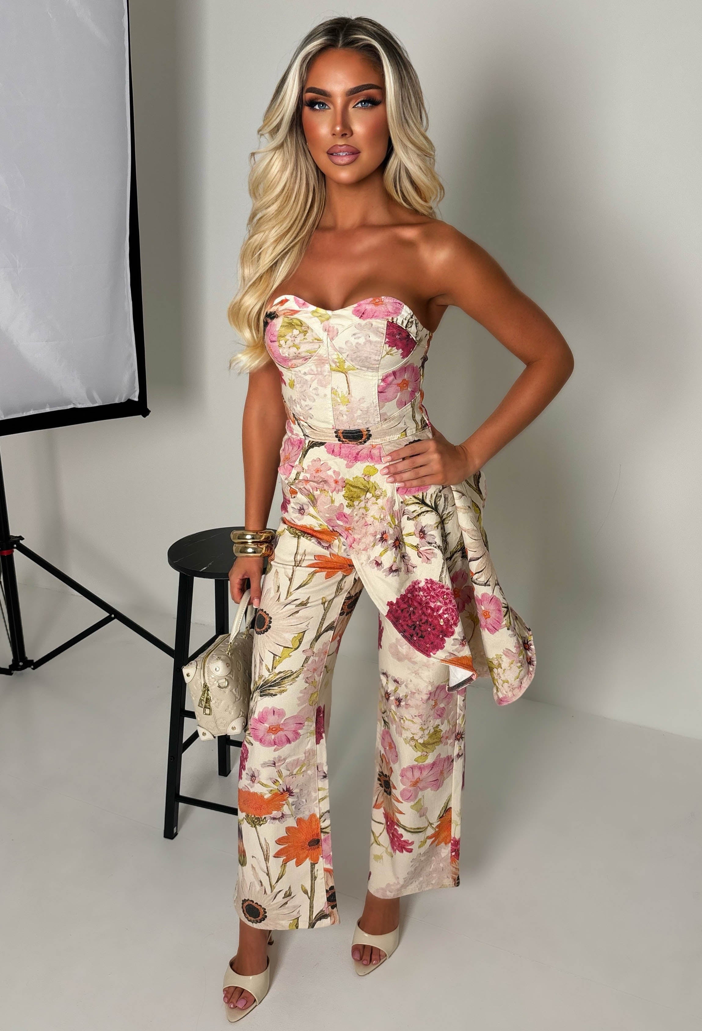 Loving You Multi Floral Stretch Denim Jeans
