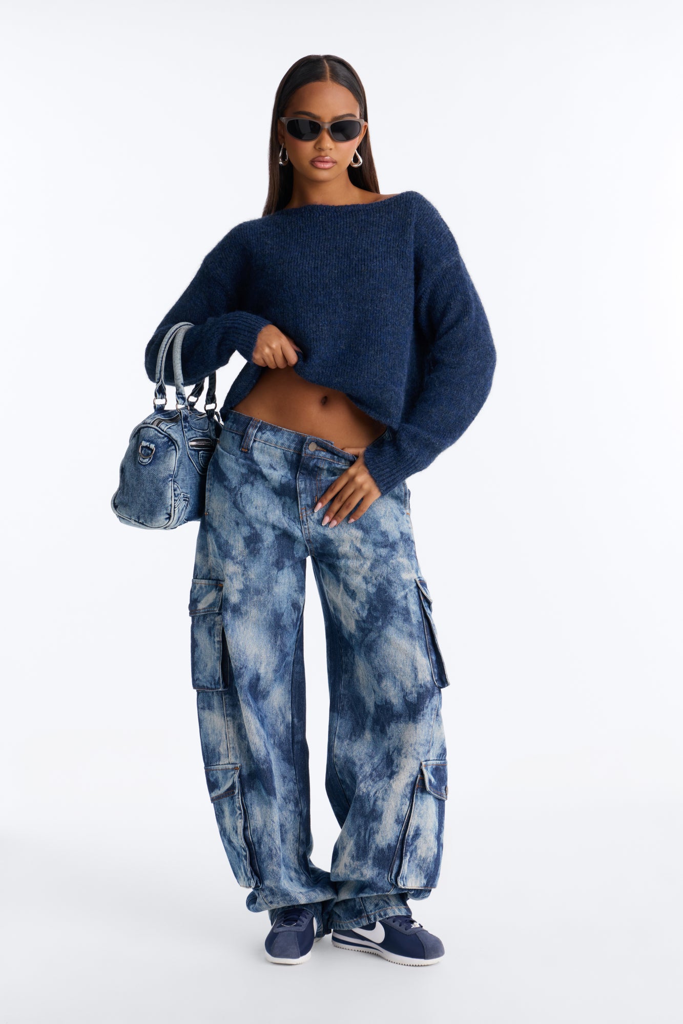 La Brea Baggy Cargo Jeans - Blue/combo