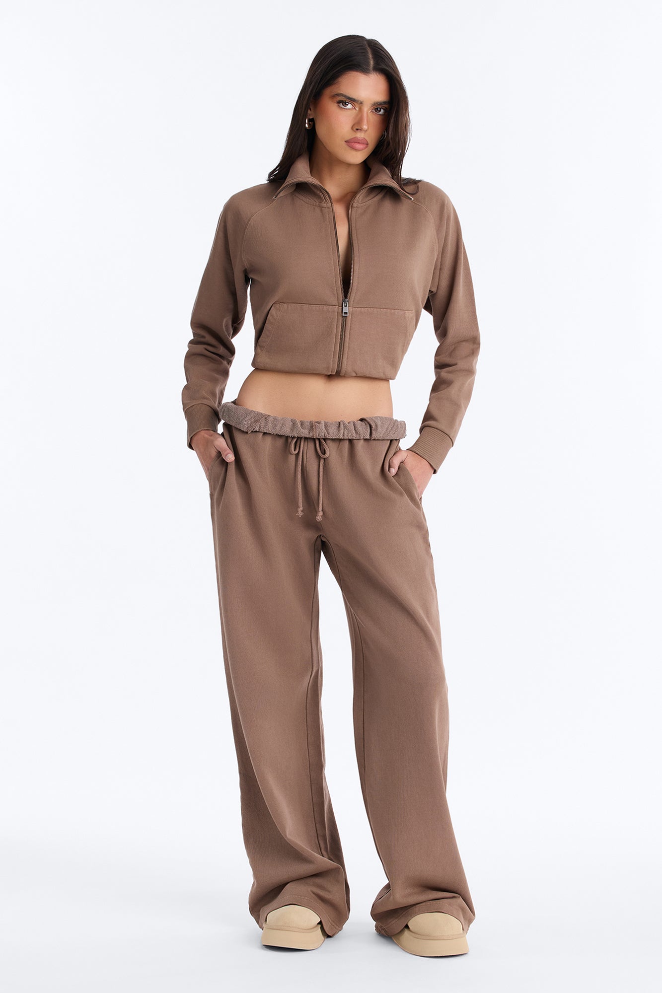 TERRY Wide Leg Sweatpant - Washed Mocha