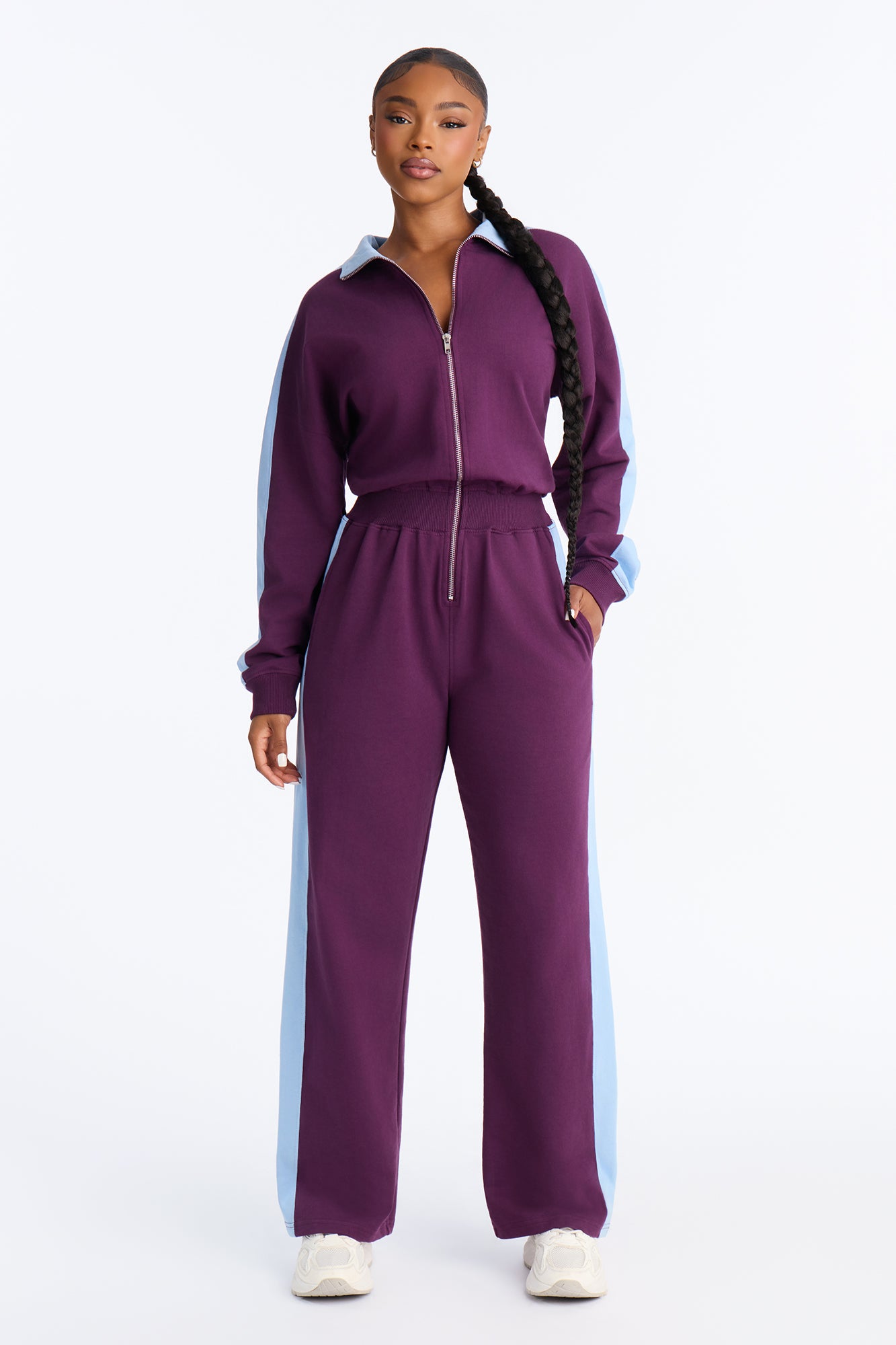 Gran Prix Babe French Terry Jumpsuit - Plum