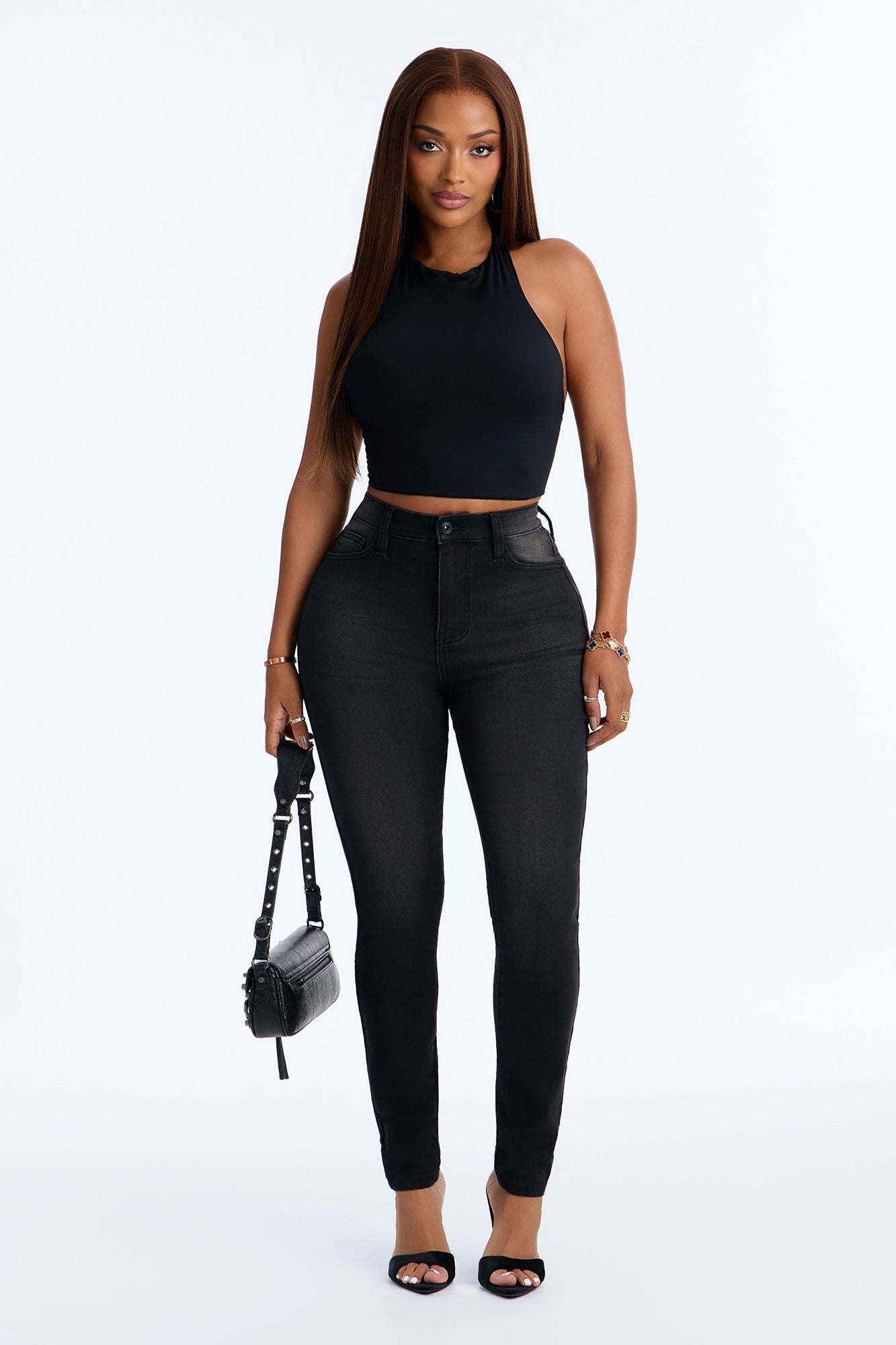 Show Off Curvy Booty Lifter High Rise Skinny Jeans - Black