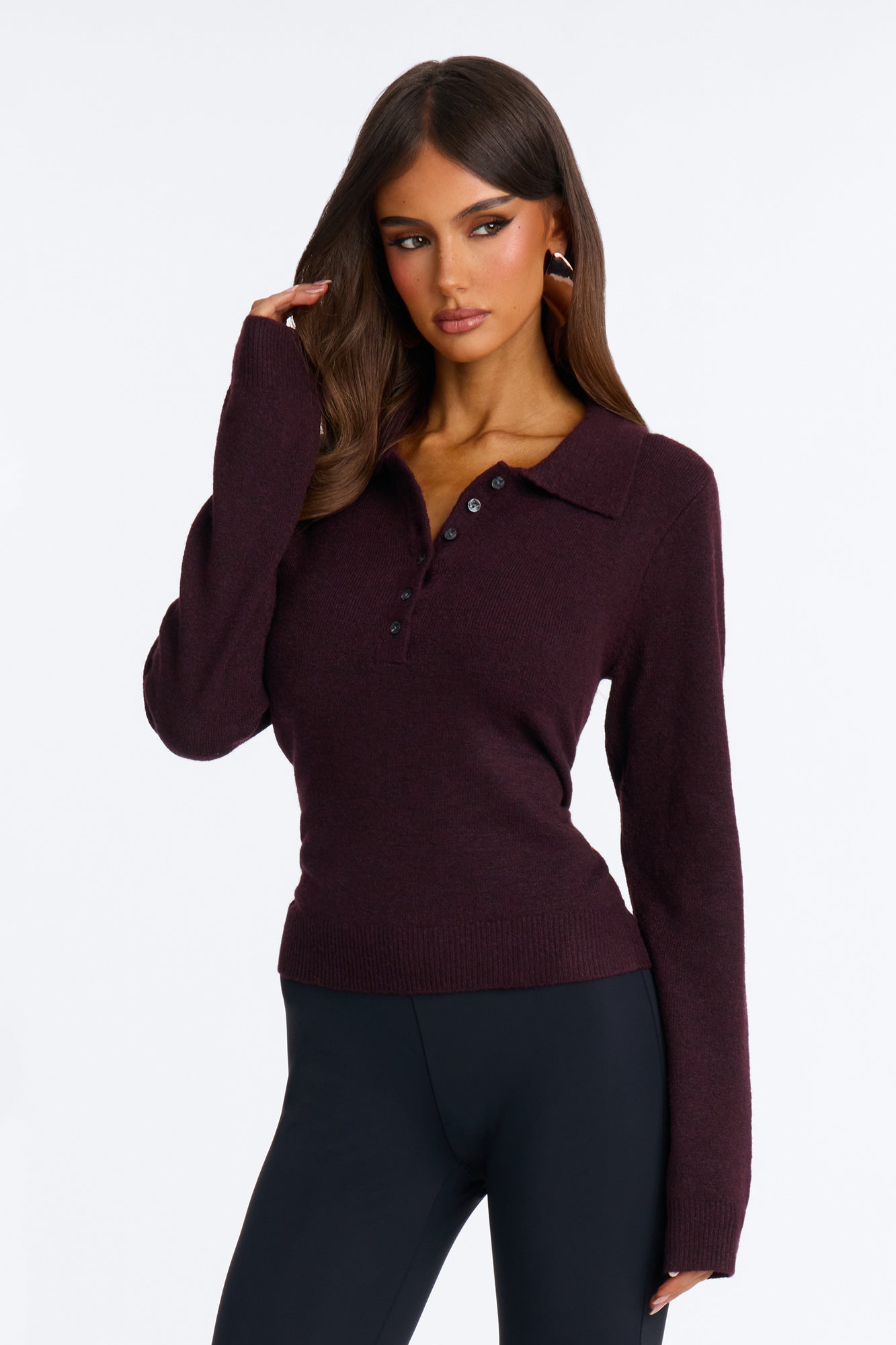 Mariah Button Up Pullover Sweater - Plum