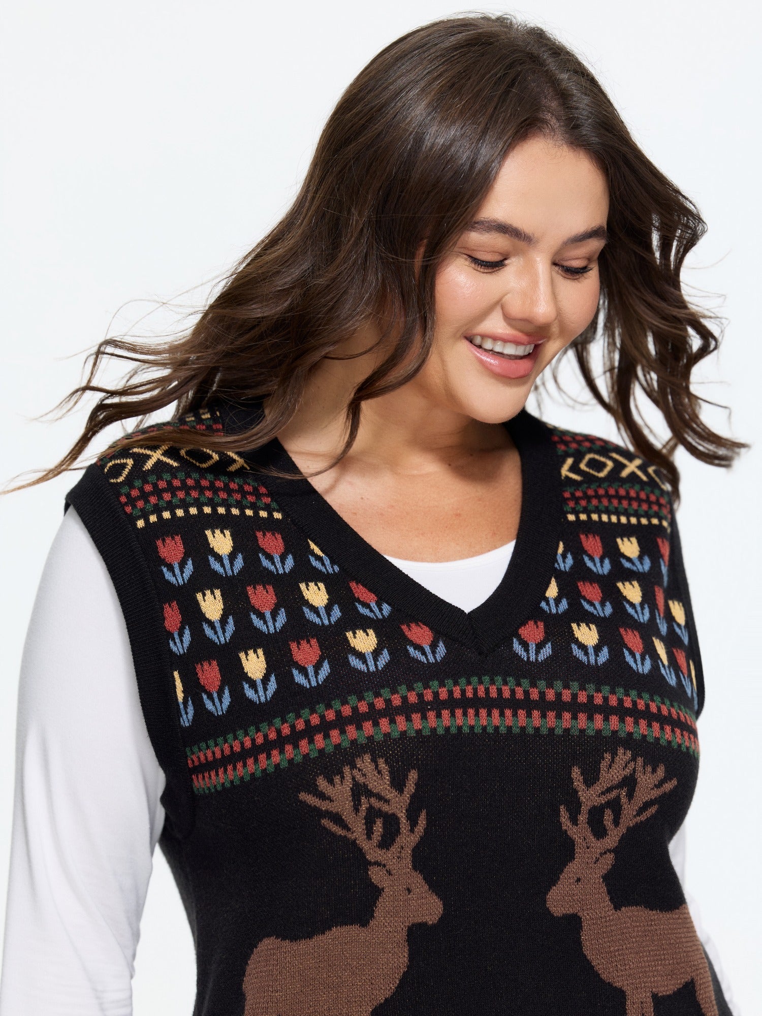 Supersoft Christmas Deer Fair Isle Sweater Vest