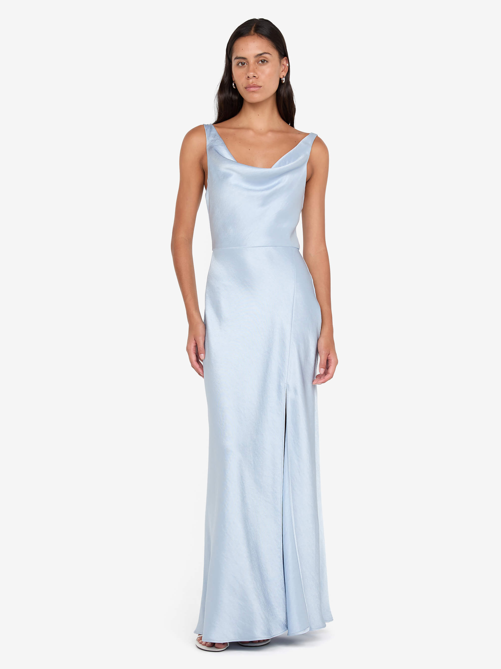 AUSTEN COWL NECK MAXI DRESS - DUSTY BLUE