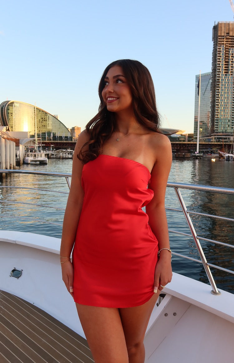 Ellie Red Strapless Mini Dress