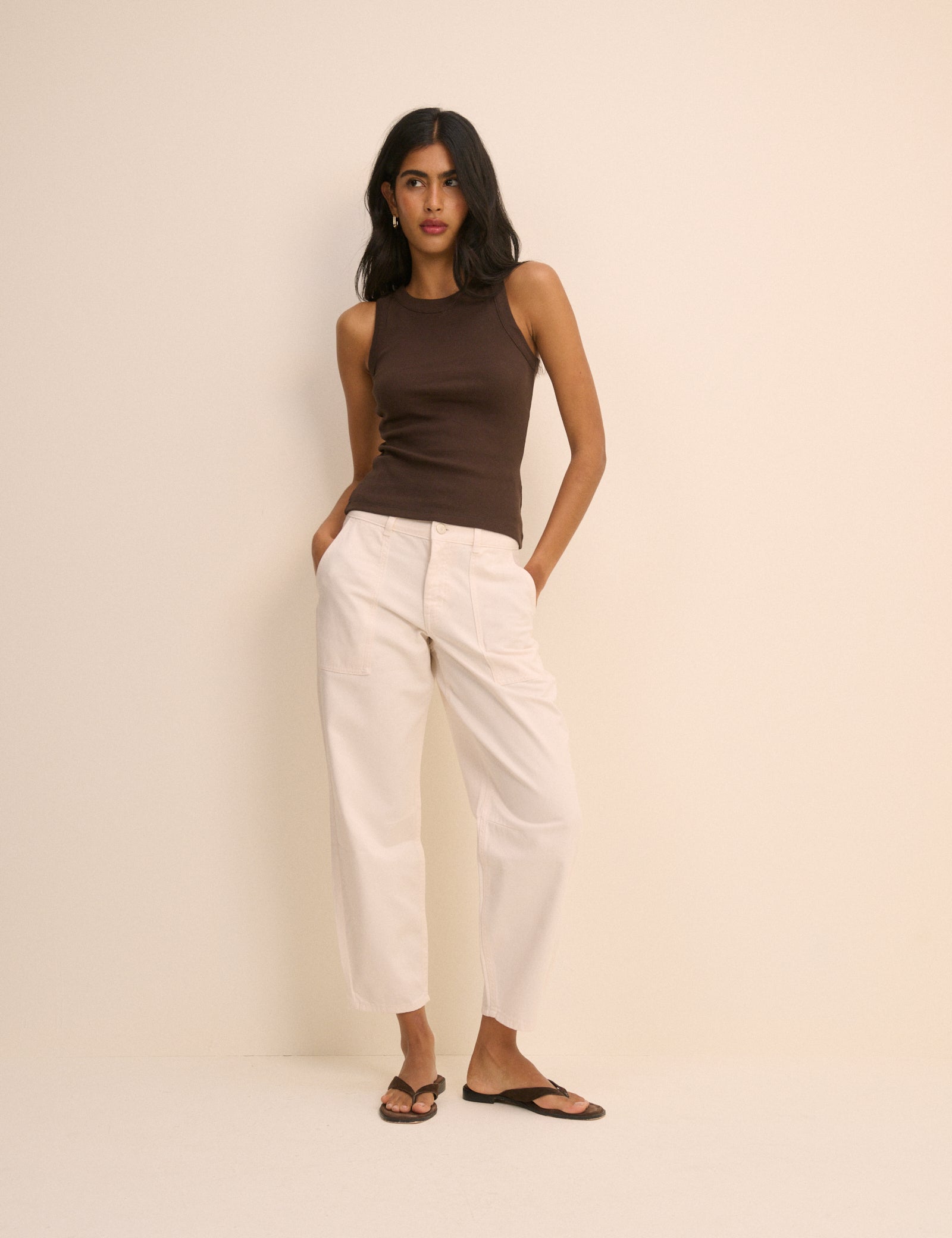 Ecru Utility Pocket Trousers