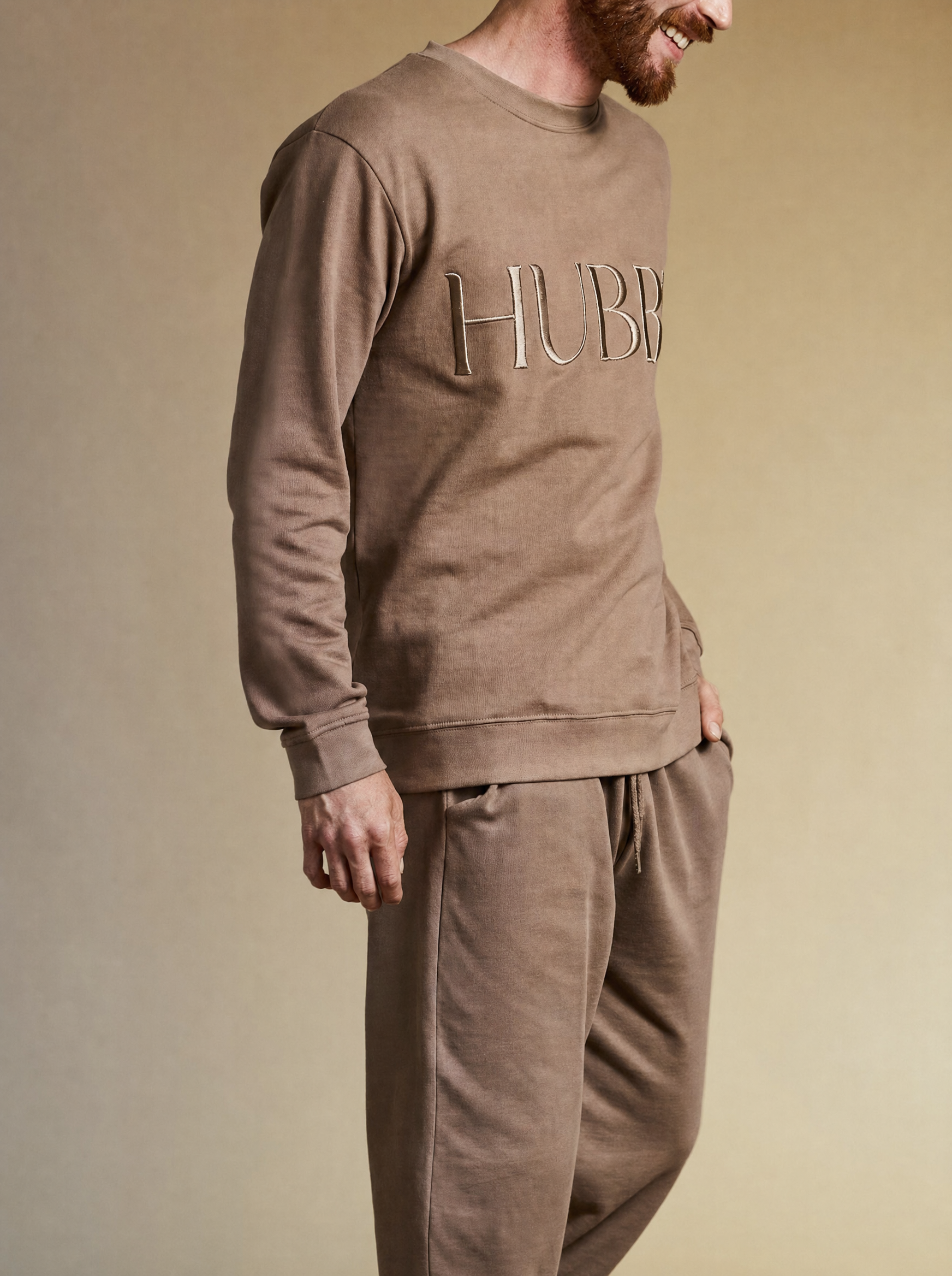 Embroidered HUBBY Sweatshirt & Joggers Set