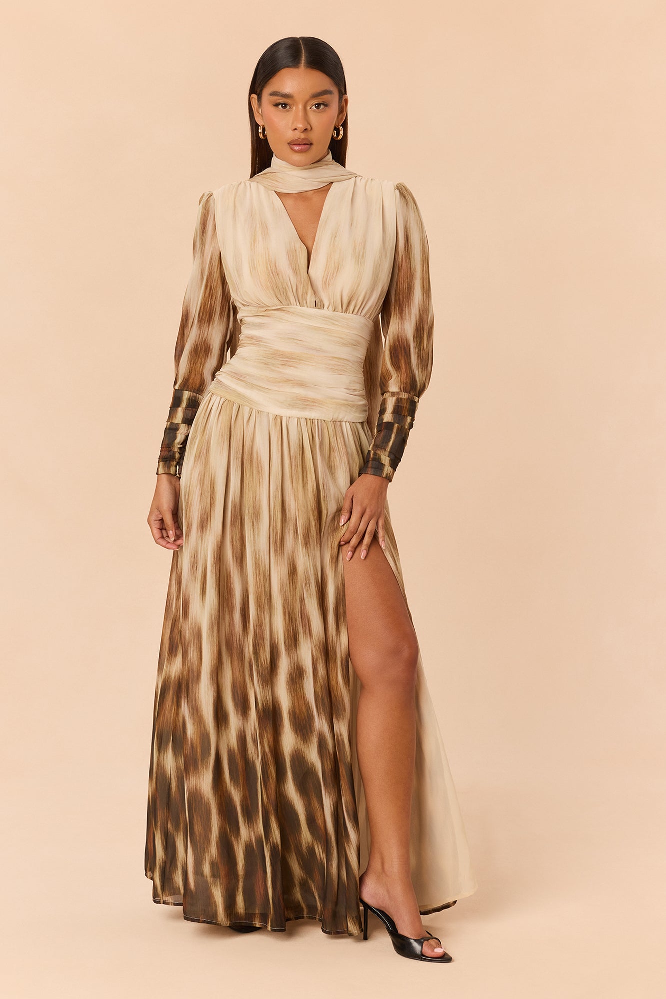 Sofia Ombre Leopard Maxi Dress - Brown/combo