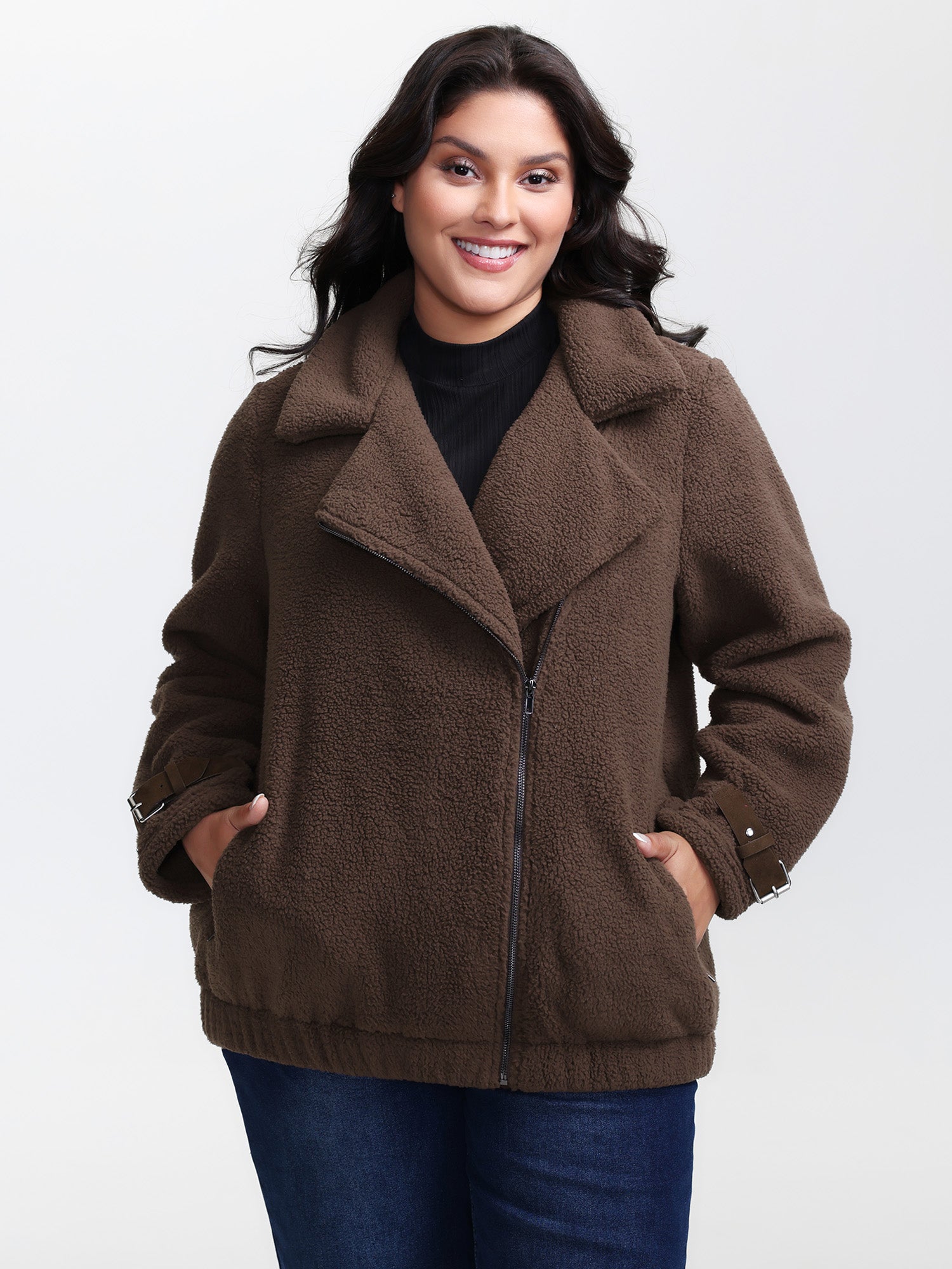 Teddy Fleece Pocket Zipper Coat
